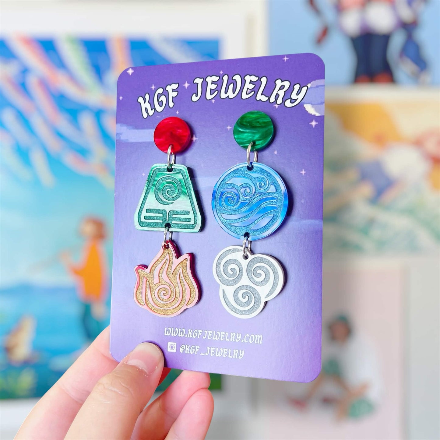 Avatar Elements Handmade Acrylic Statement Earrings