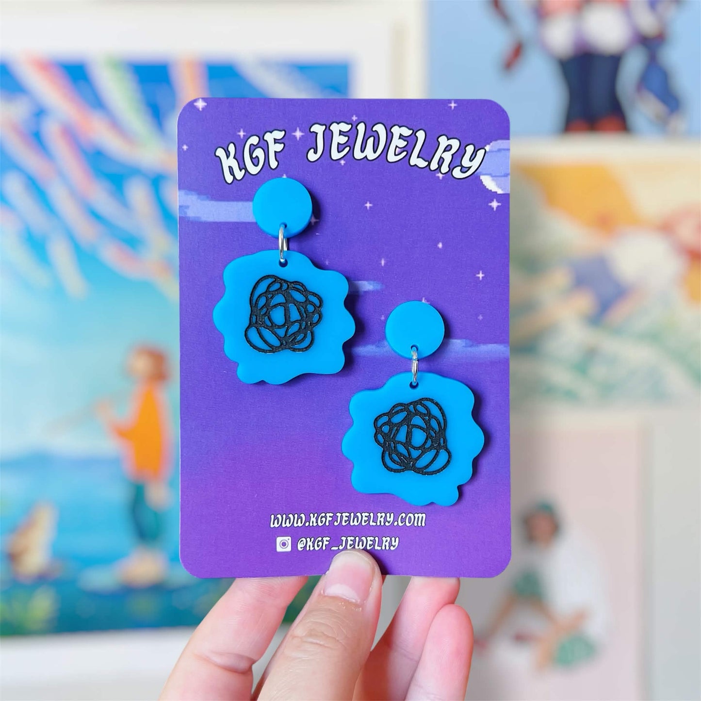 Tomodachi Bubbles Video Game Handmade Acrylic Statement Earrings, Keychains, Pins, Hair Clips