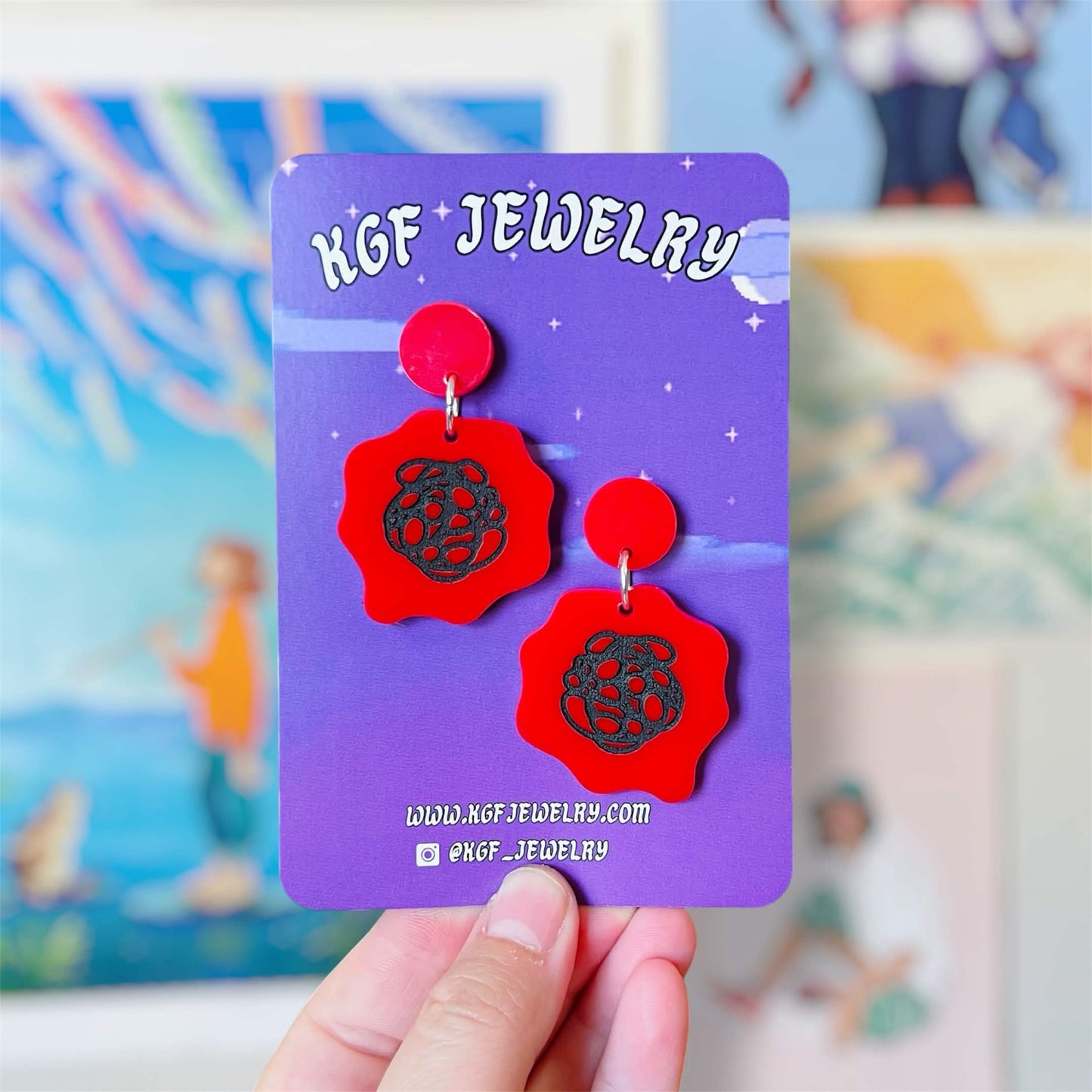 Tomodachi Bubbles Video Game Handmade Acrylic Statement Earrings, Keychains, Pins, Hair Clips