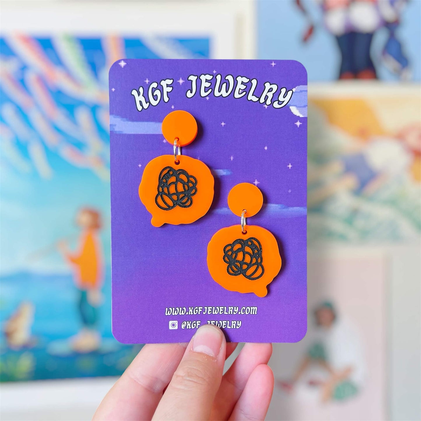 Tomodachi Bubbles Video Game Handmade Acrylic Statement Earrings, Keychains, Pins, Hair Clips