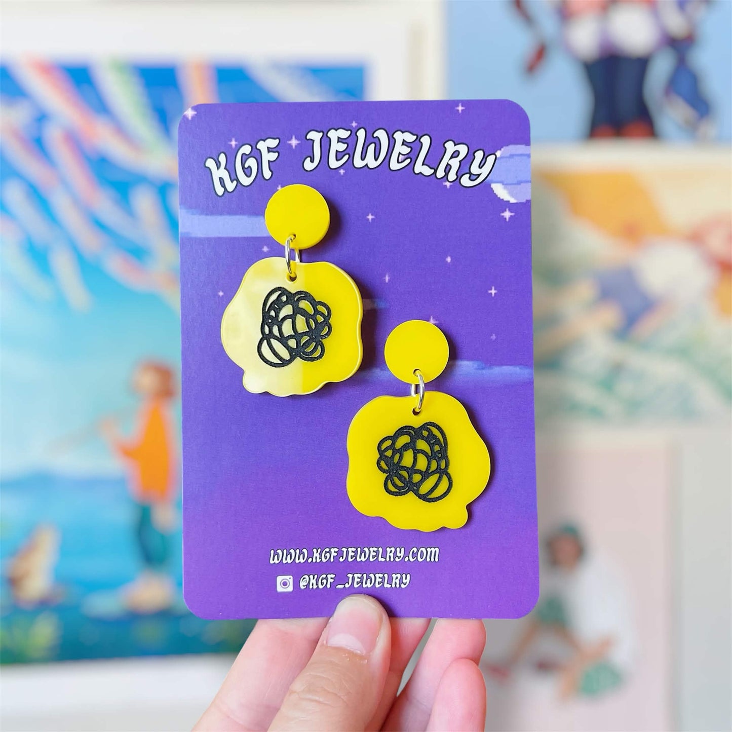 Tomodachi Bubbles Video Game Handmade Acrylic Statement Earrings, Keychains, Pins, Hair Clips