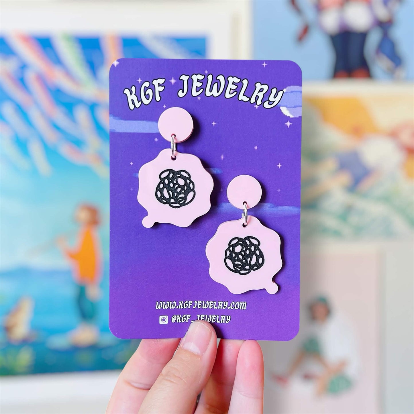 Tomodachi Bubbles Video Game Handmade Acrylic Statement Earrings, Keychains, Pins, Hair Clips