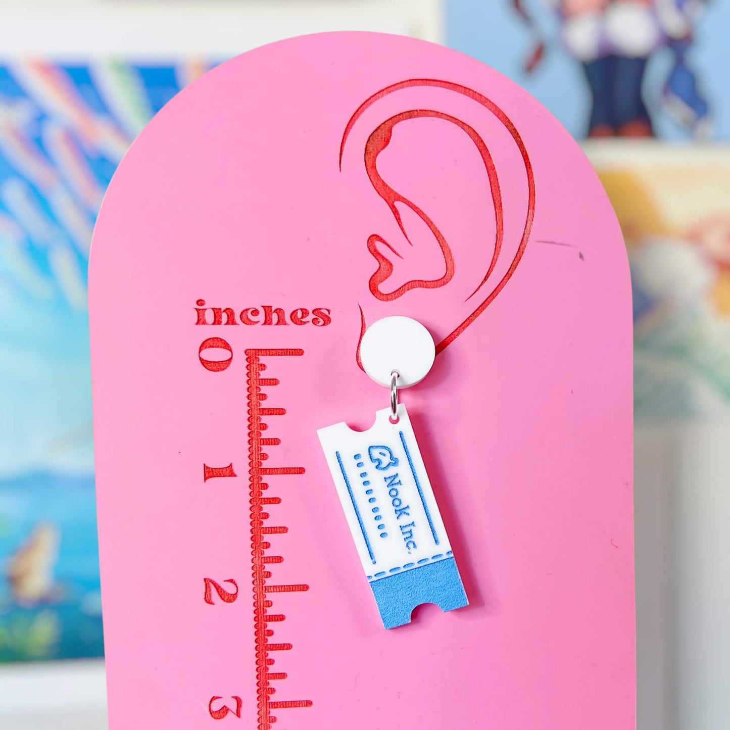 Nook Miles Ticket Video Game Handmade Acrylic Statement Earrings, Keychains, Pins