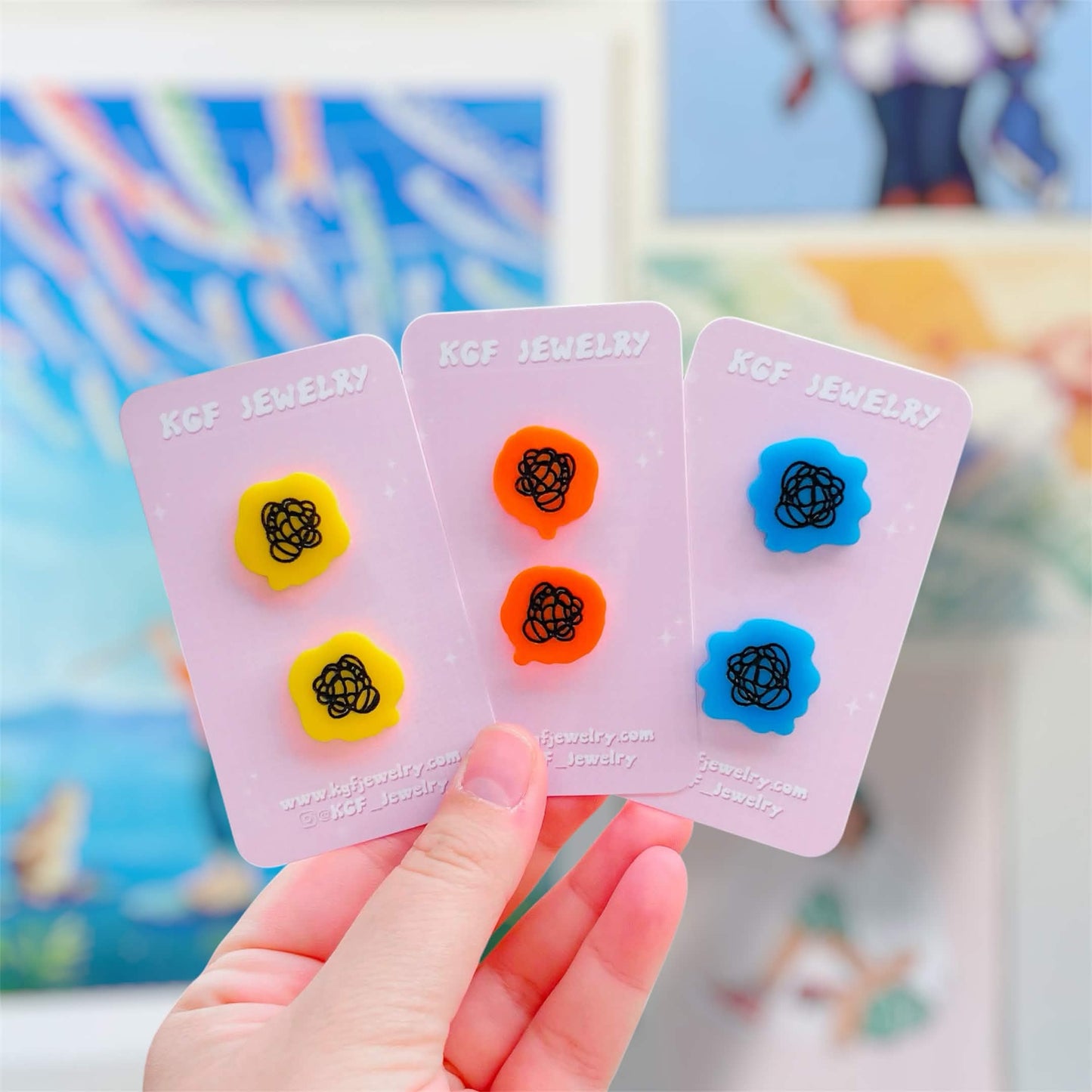 Tomodachi Bubbles Video Game Handmade Acrylic Statement Earrings, Keychains, Pins, Hair Clips