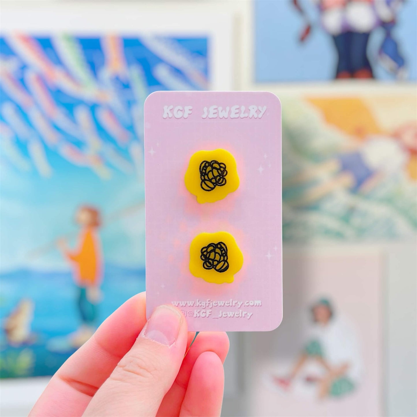 Tomodachi Bubbles Video Game Handmade Acrylic Statement Earrings, Keychains, Pins, Hair Clips