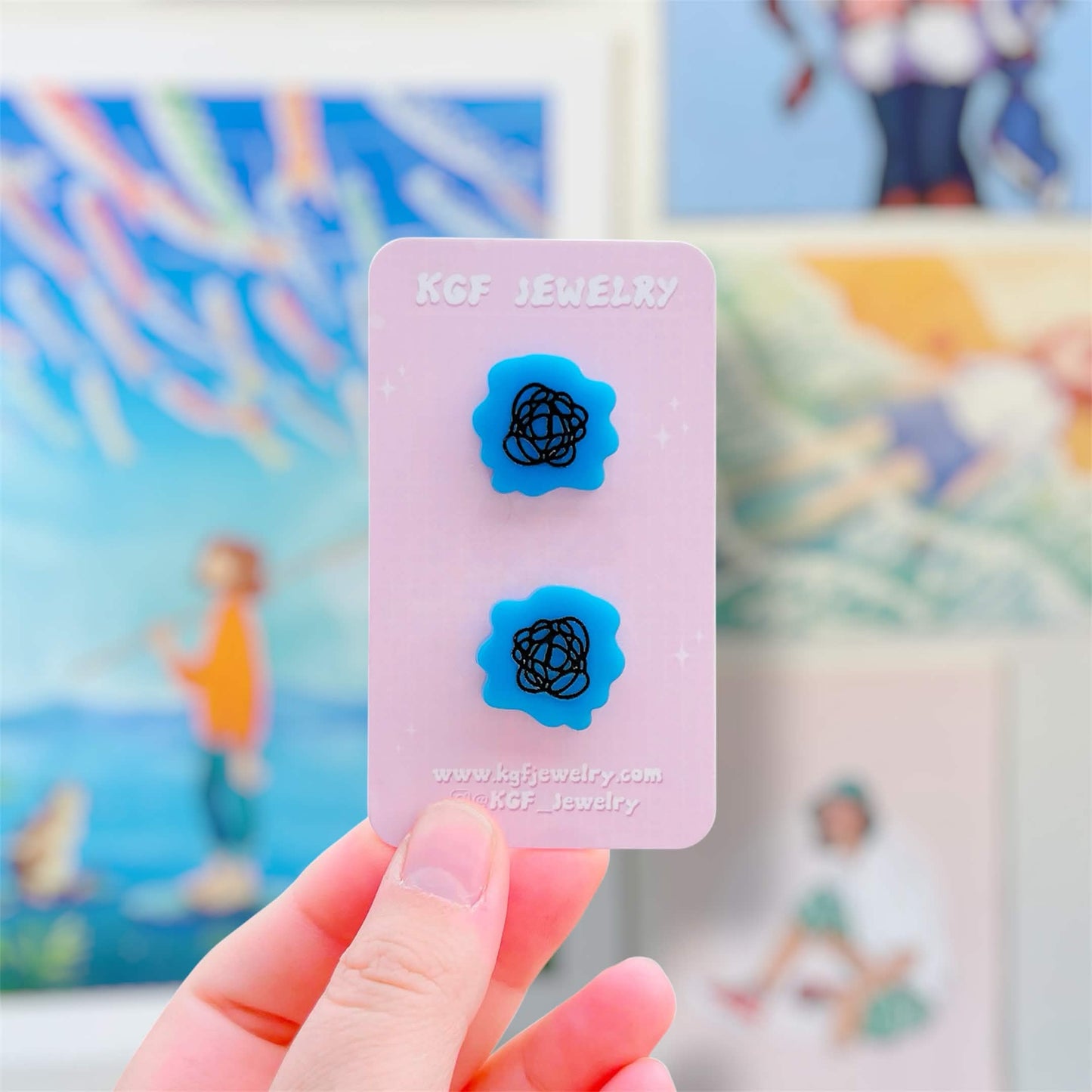 Tomodachi Bubbles Video Game Handmade Acrylic Statement Earrings, Keychains, Pins, Hair Clips