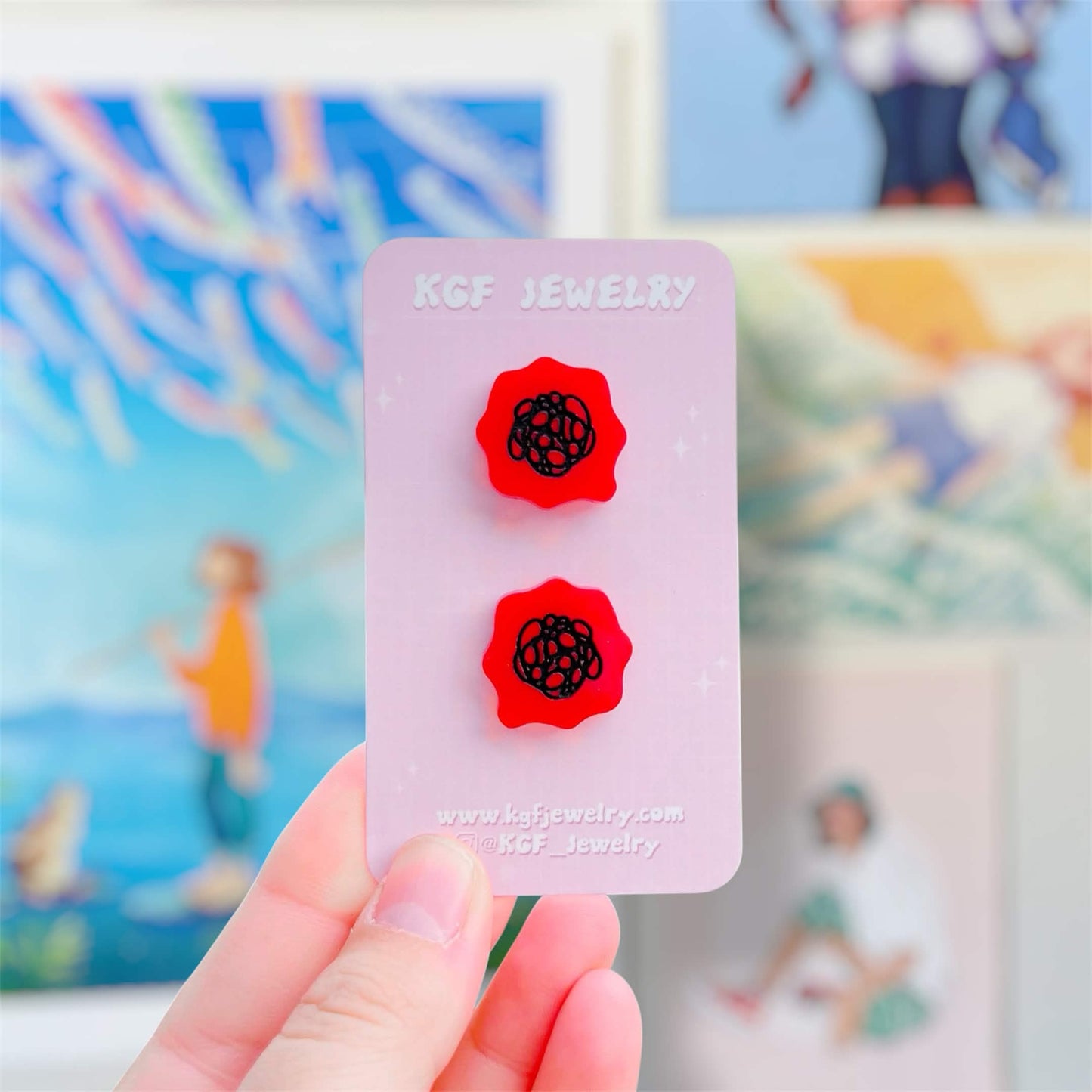 Tomodachi Bubbles Video Game Handmade Acrylic Statement Earrings, Keychains, Pins, Hair Clips