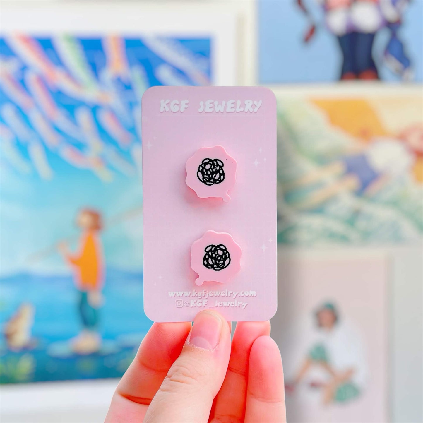Tomodachi Bubbles Video Game Handmade Acrylic Statement Earrings, Keychains, Pins, Hair Clips