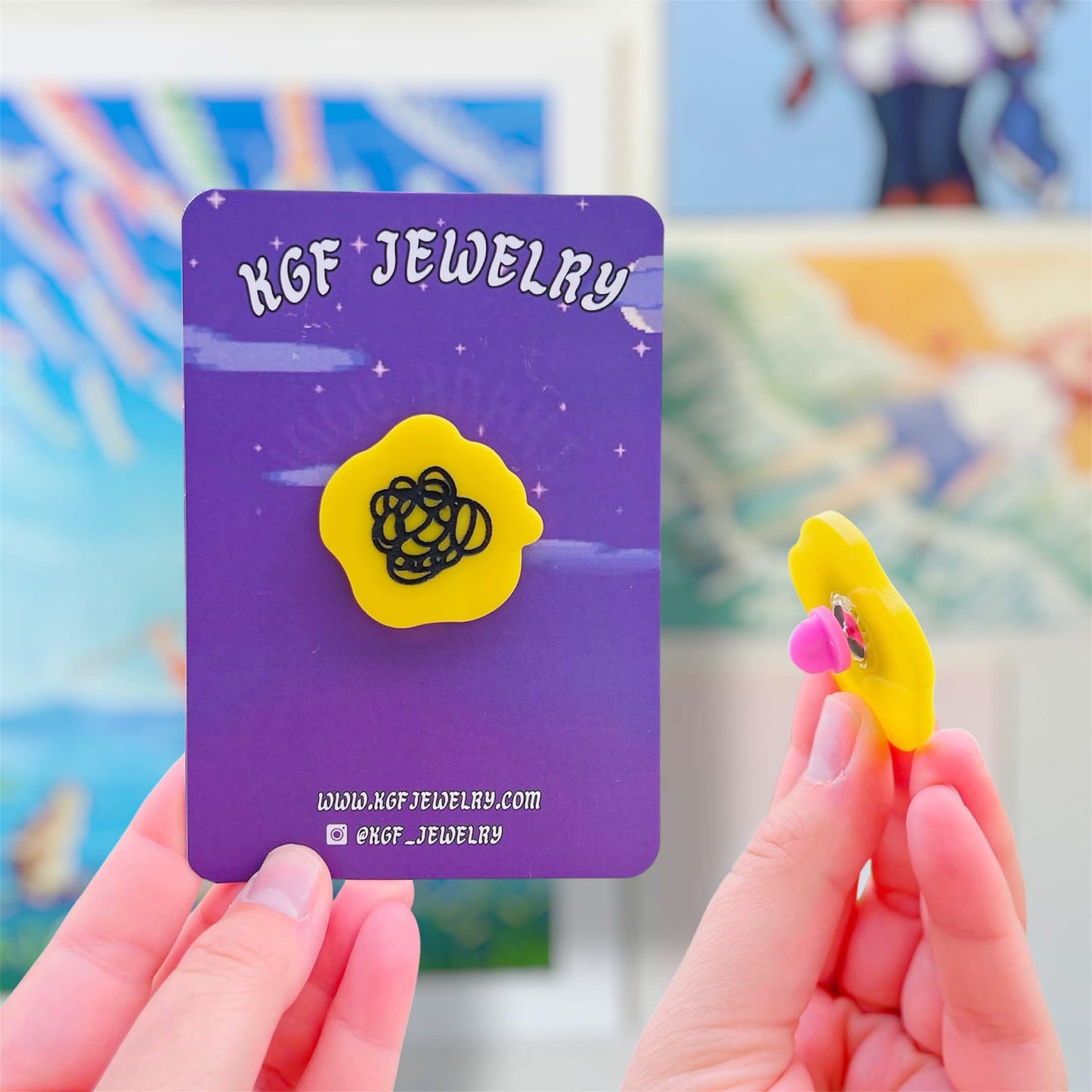 Tomodachi Bubbles Video Game Handmade Acrylic Statement Earrings, Keychains, Pins, Hair Clips