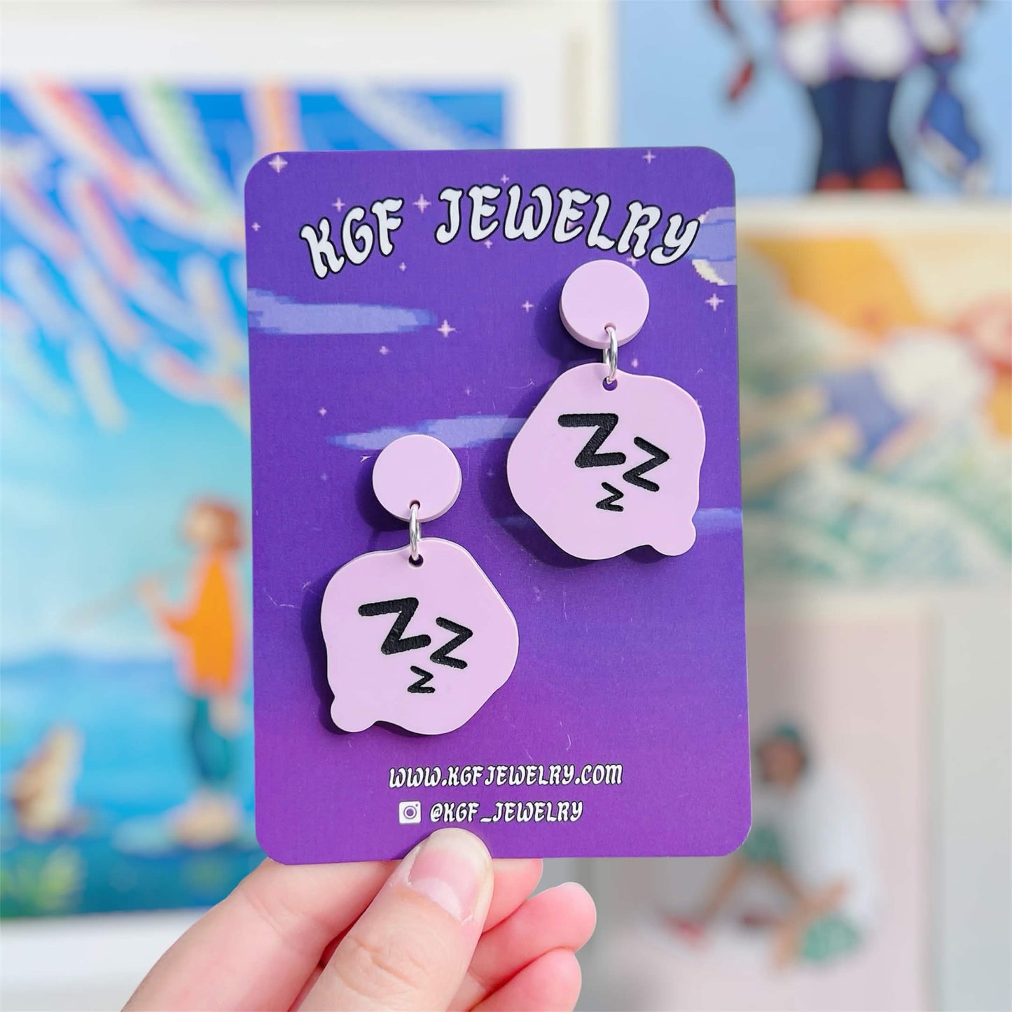 Tomodachi Bubbles Video Game Handmade Acrylic Statement Earrings, Keychains, Pins, Hair Clips