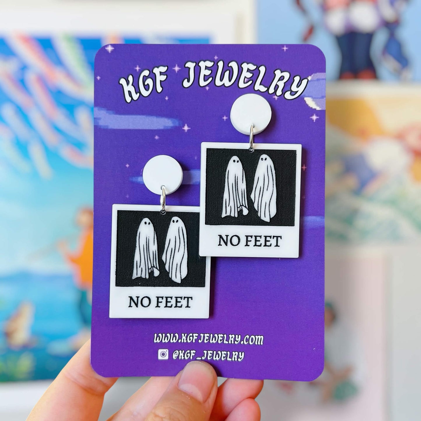 No Feet Halloween Handmade Acrylic Statement Earrings, Keychains, Pins