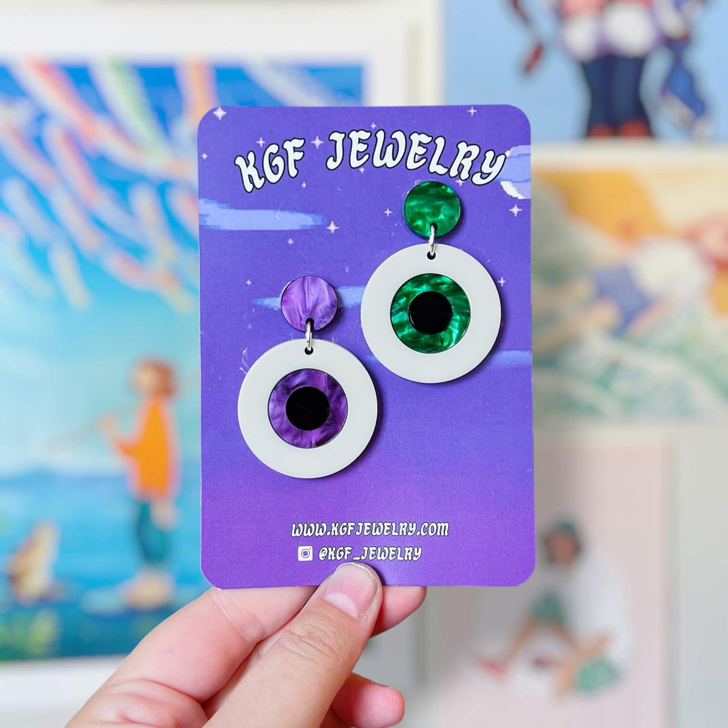 Spooky Eyeball Halloween Handmade Acrylic Earrings, Keychains, Pins