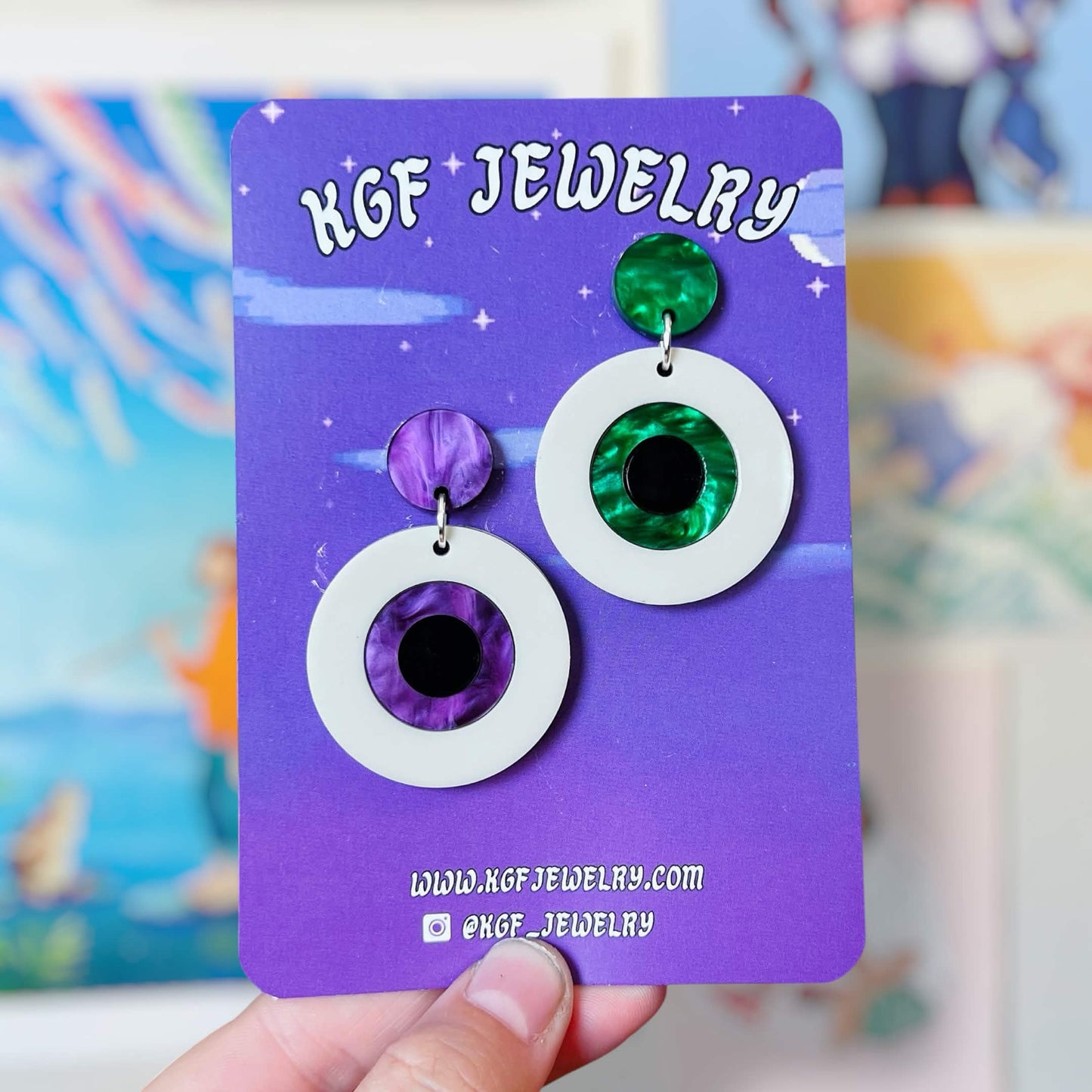 Spooky Eyeball Halloween Handmade Acrylic Earrings, Keychains, Pins