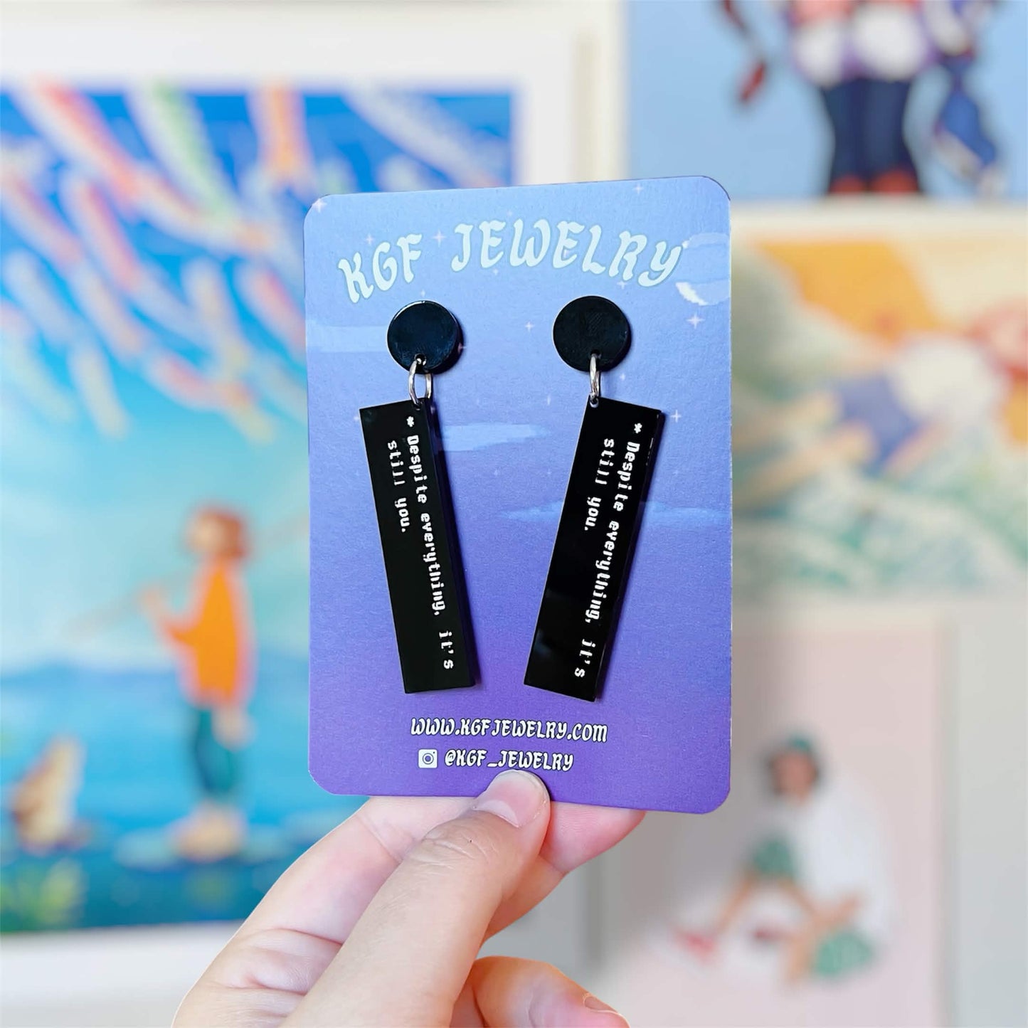 Despite Everything Message Video Game Handmade Acrylic Earrings, Keychains, Pins
