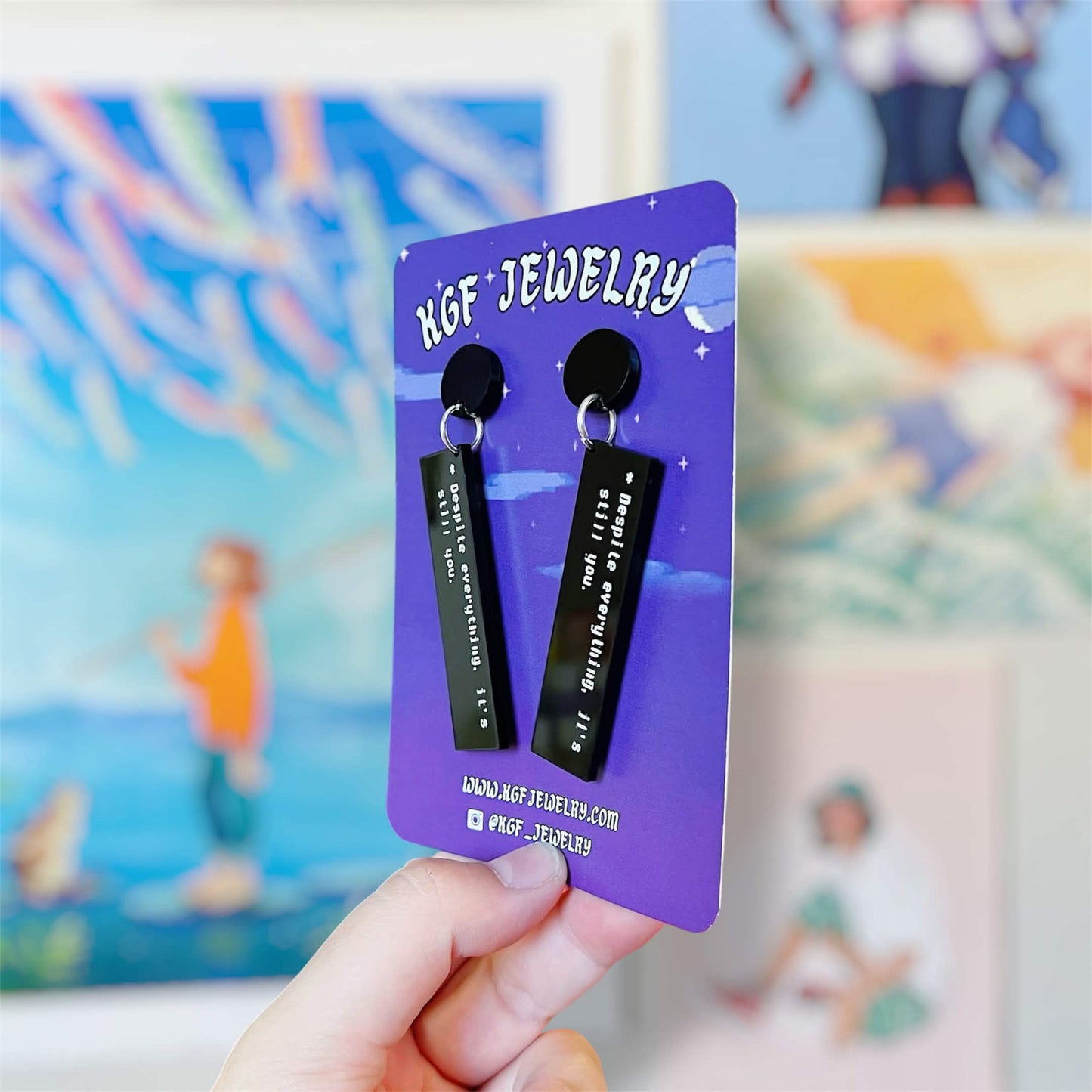 Despite Everything Message Video Game Handmade Acrylic Earrings, Keychains, Pins