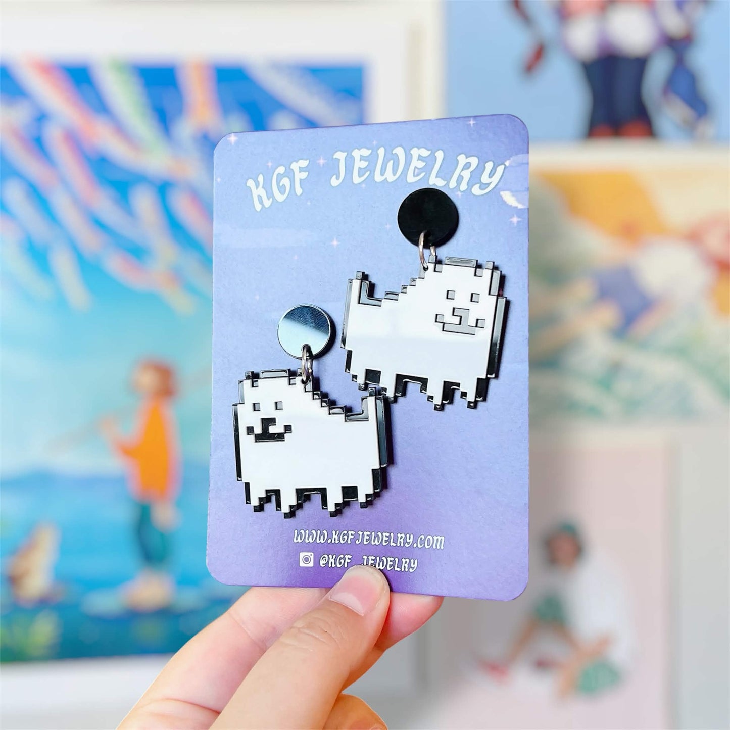 Annoying Dog Video Game Handmade Acrylic Earrings, Keychains, Pins