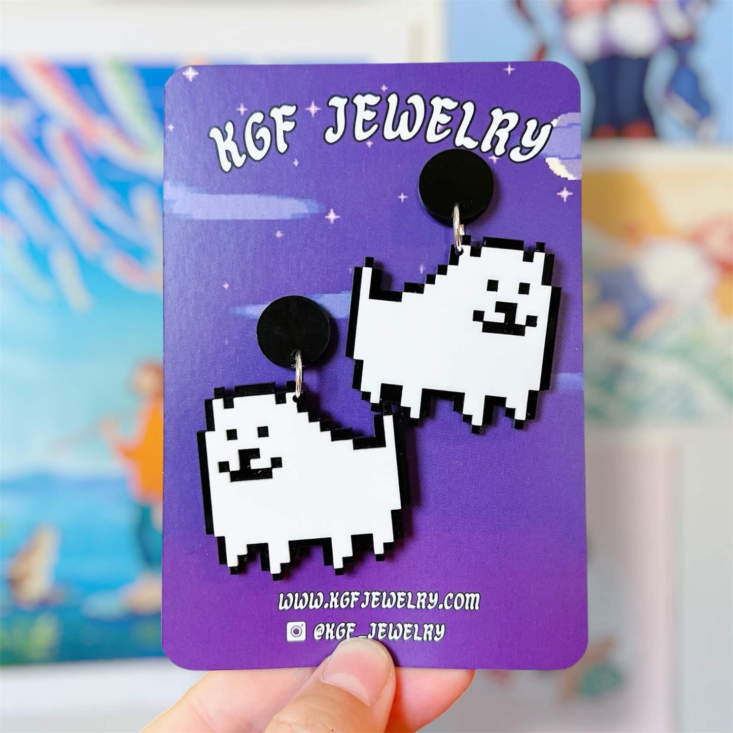 Annoying Dog Video Game Handmade Acrylic Earrings, Keychains, Pins