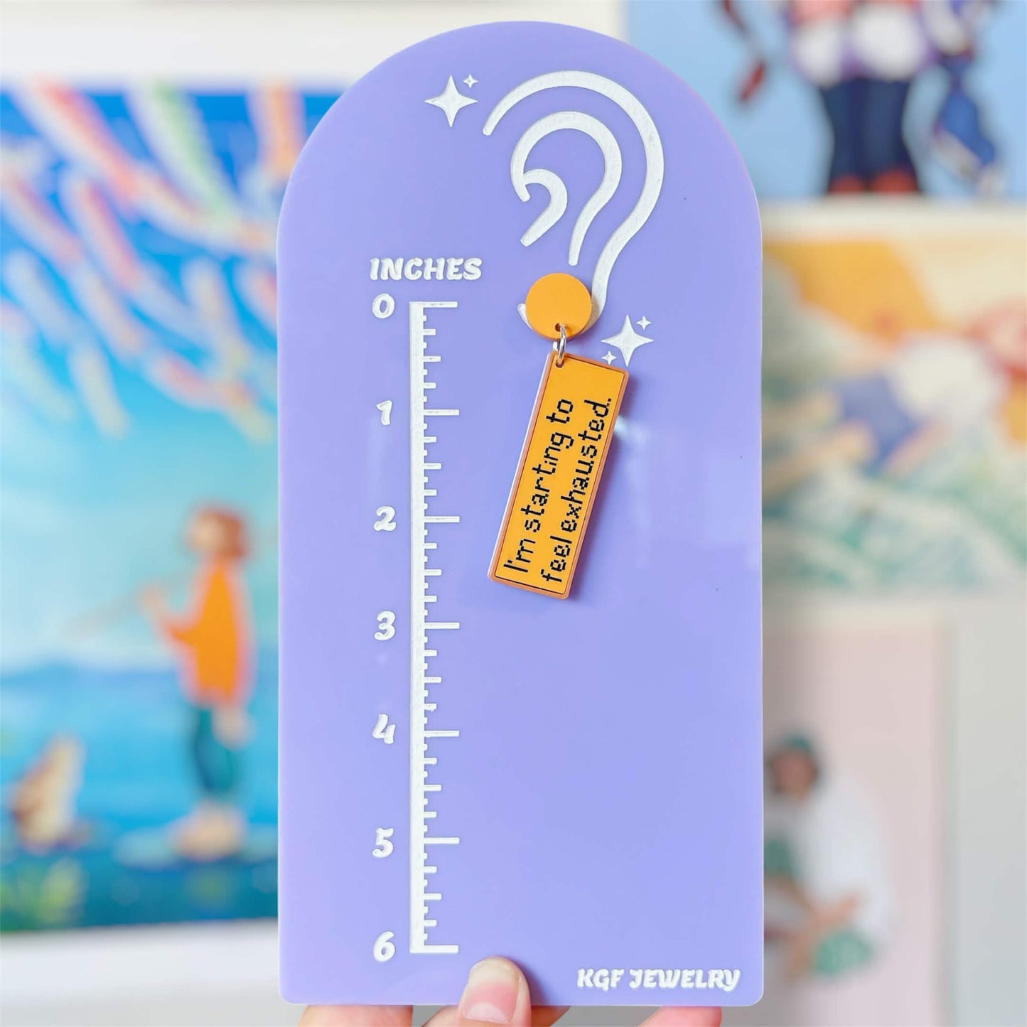 Exhausted Message Video Game Handmade Acrylic Earrings, Keychains, Pins