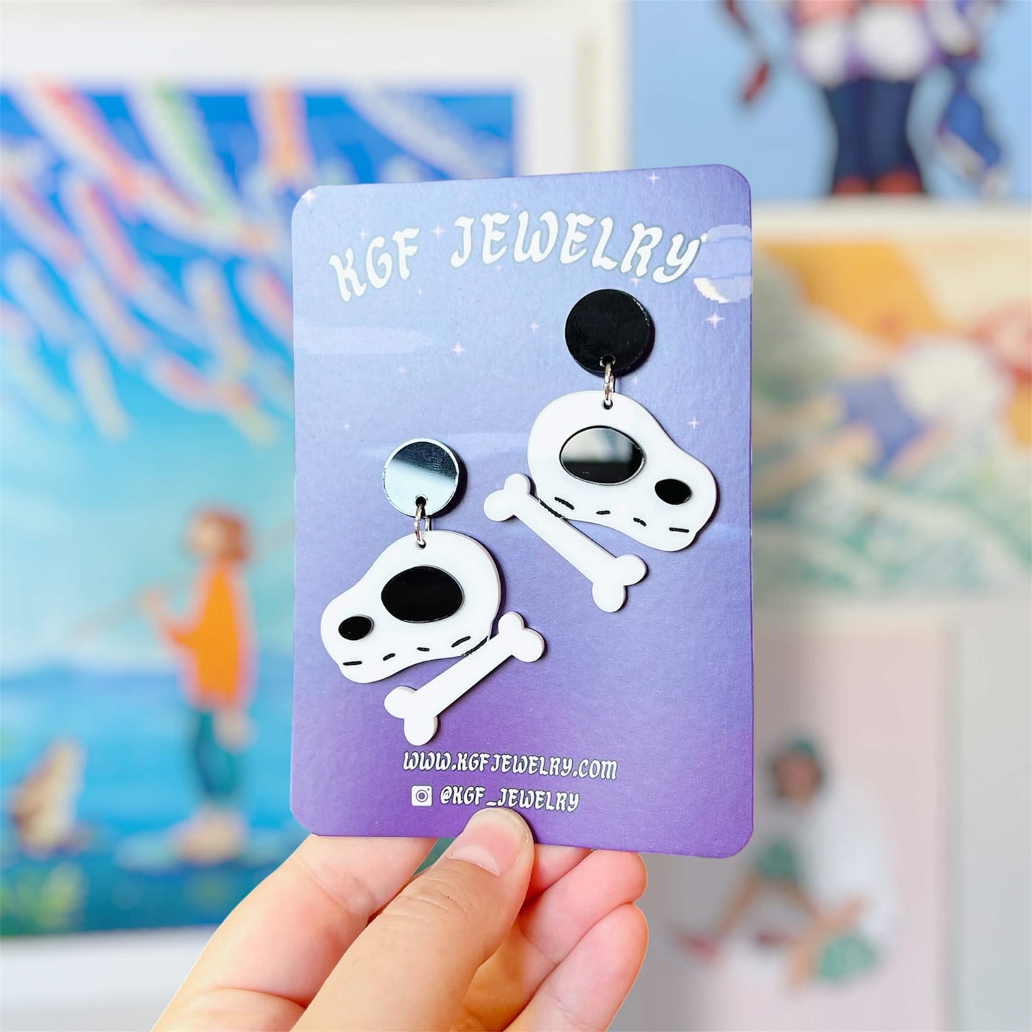 Fossil Bones Video Game Handmade Acrylic Earrings, Keychains, Pins