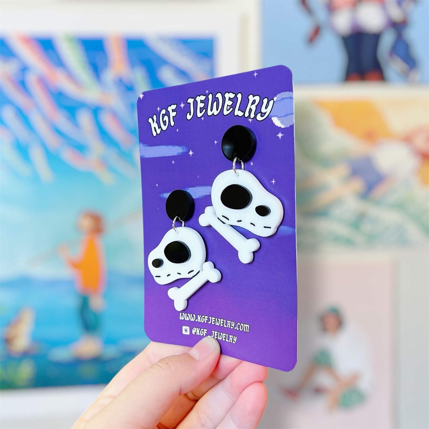 Fossil Bones Video Game Handmade Acrylic Earrings, Keychains, Pins