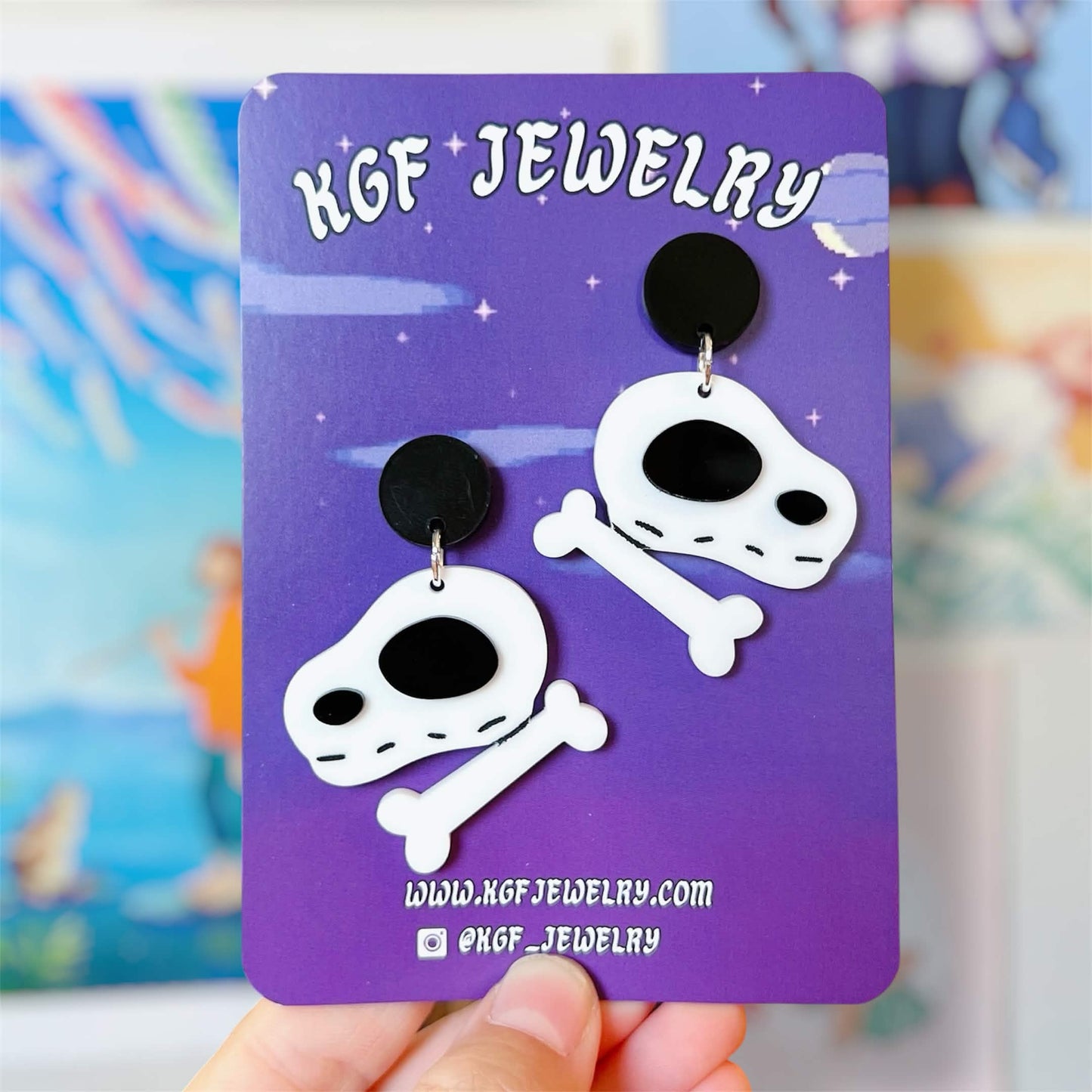 Fossil Bones Video Game Handmade Acrylic Earrings, Keychains, Pins