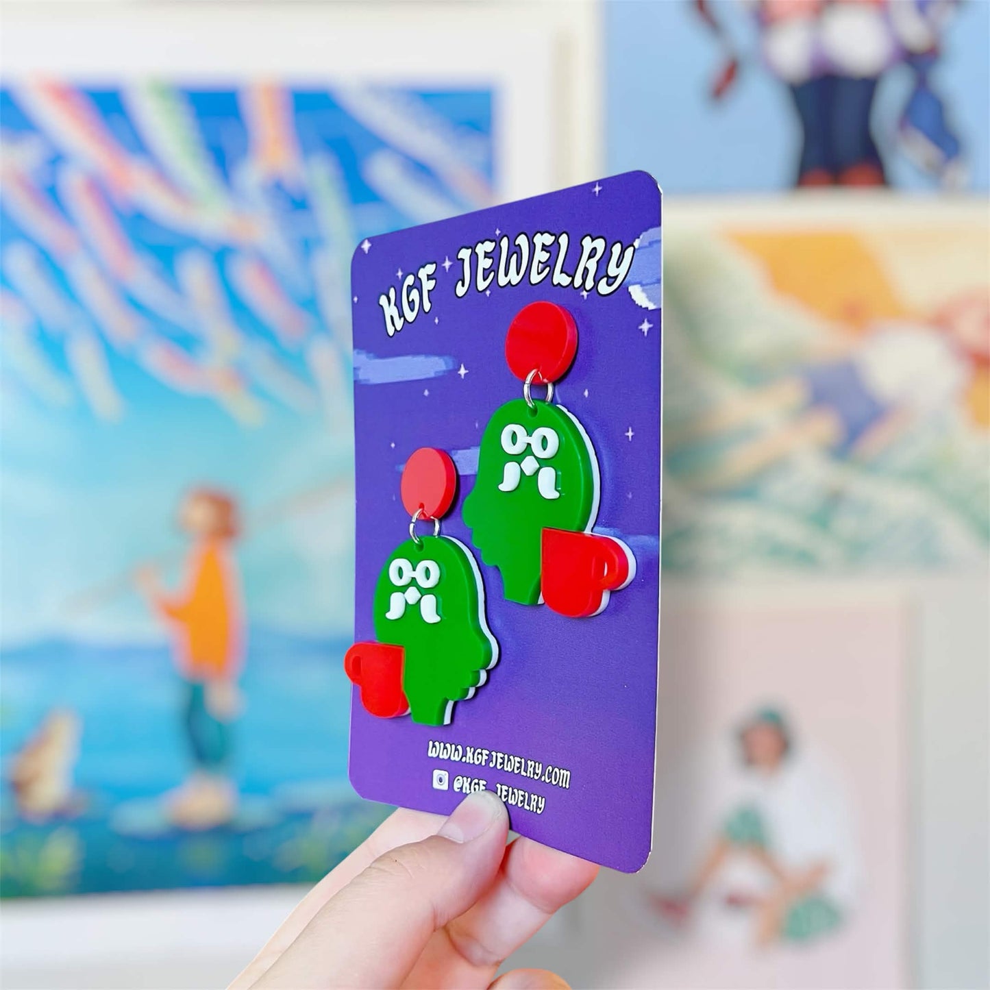 Brewster Logo Video Game Handmade Acrylic Earrings, Keychains, Pins
