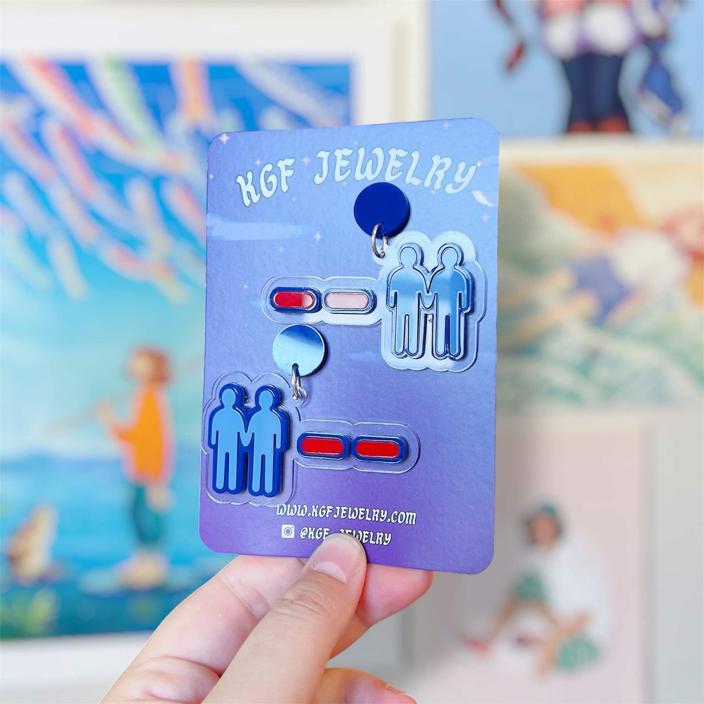 Negative Moodlet Video Game Handmade Acrylic Earrings, Keychains, Pins