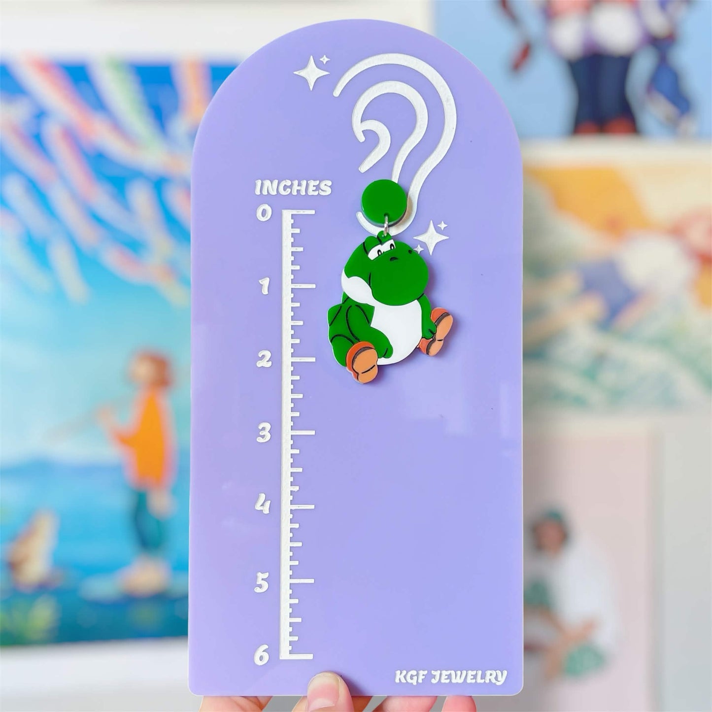 Chonky Yoshi Video Game Handmade Acrylic Earrings, Keychains, Pins