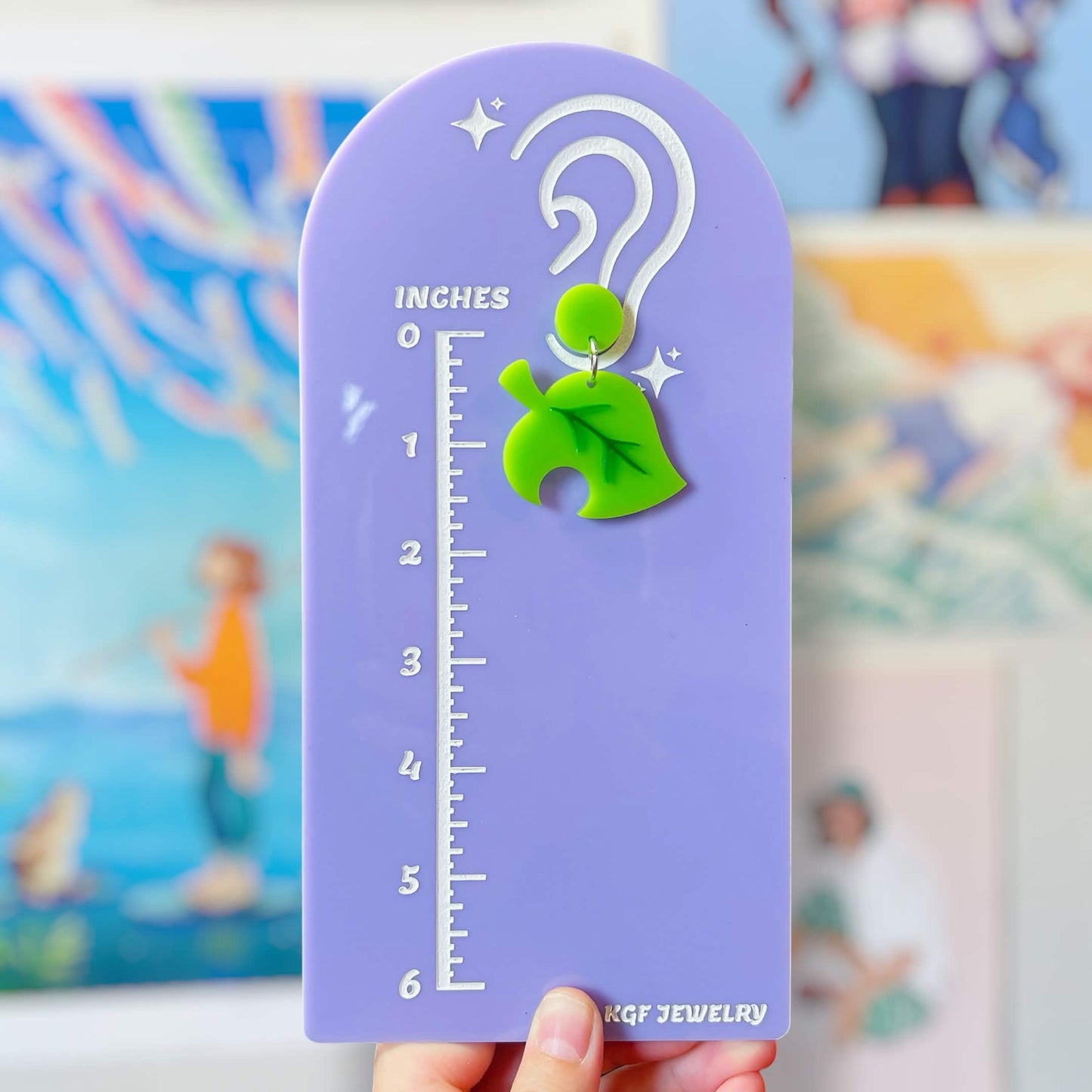 Leaf Video Game Handmade Acrylic Earrings, Keychains, Pins