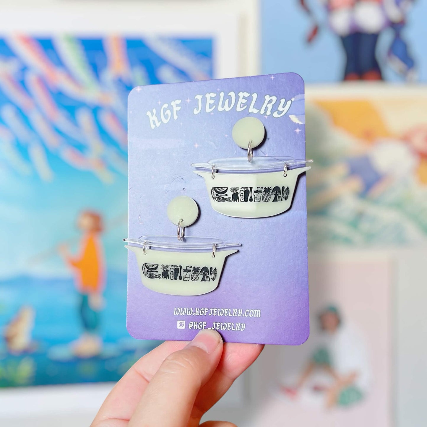 Mod Kitchen Pyrex Dish Handmade Acrylic Earrings & Keychains