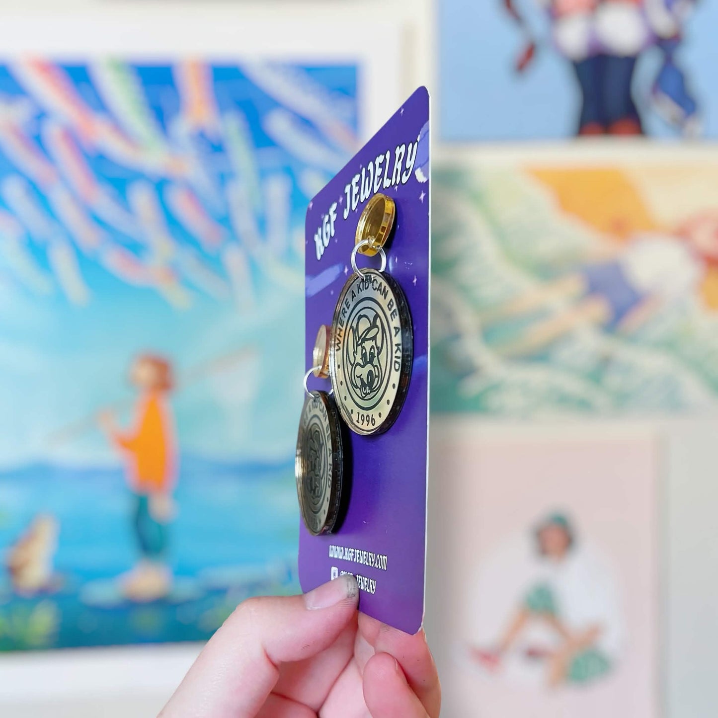 Chuck E Coin Handmade Acrylic Earrings, Keychains, Pins