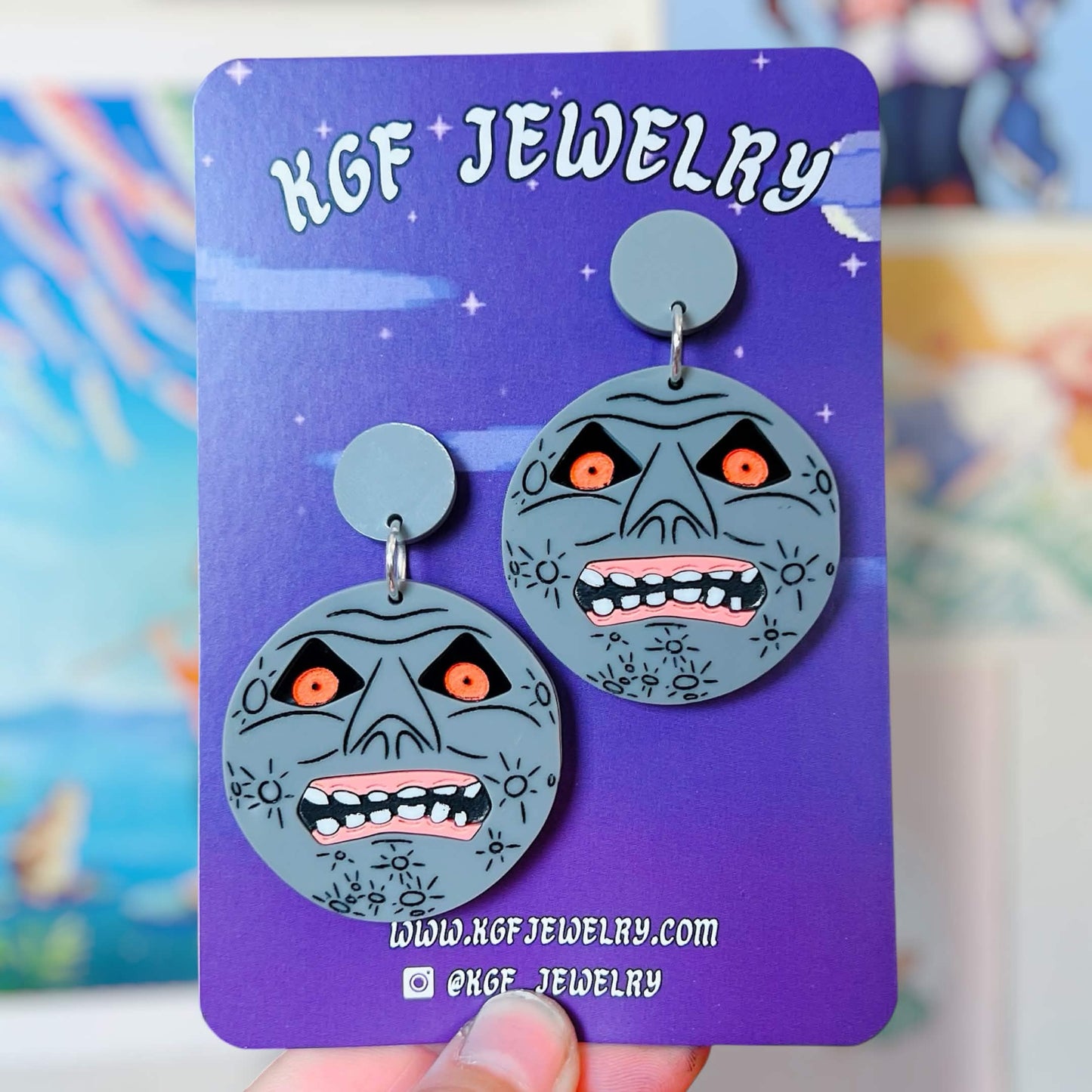 Majora's Mask Moon Handmade Acrylic Statement Earrings, Keychains, Pins, Hair Clips