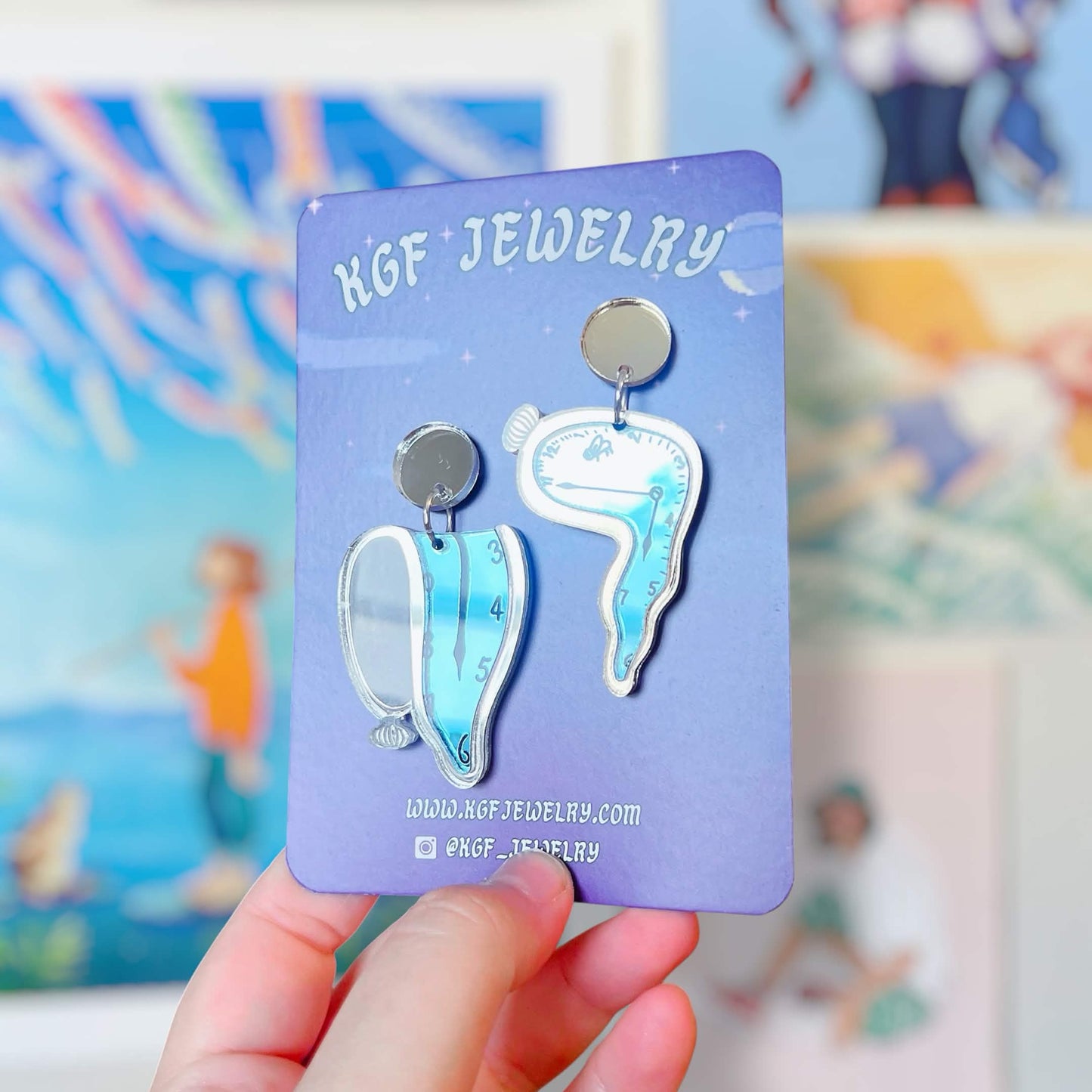 Melting Dali Clocks Acrylic Earrings, Keychains, Pins, Hair Clips