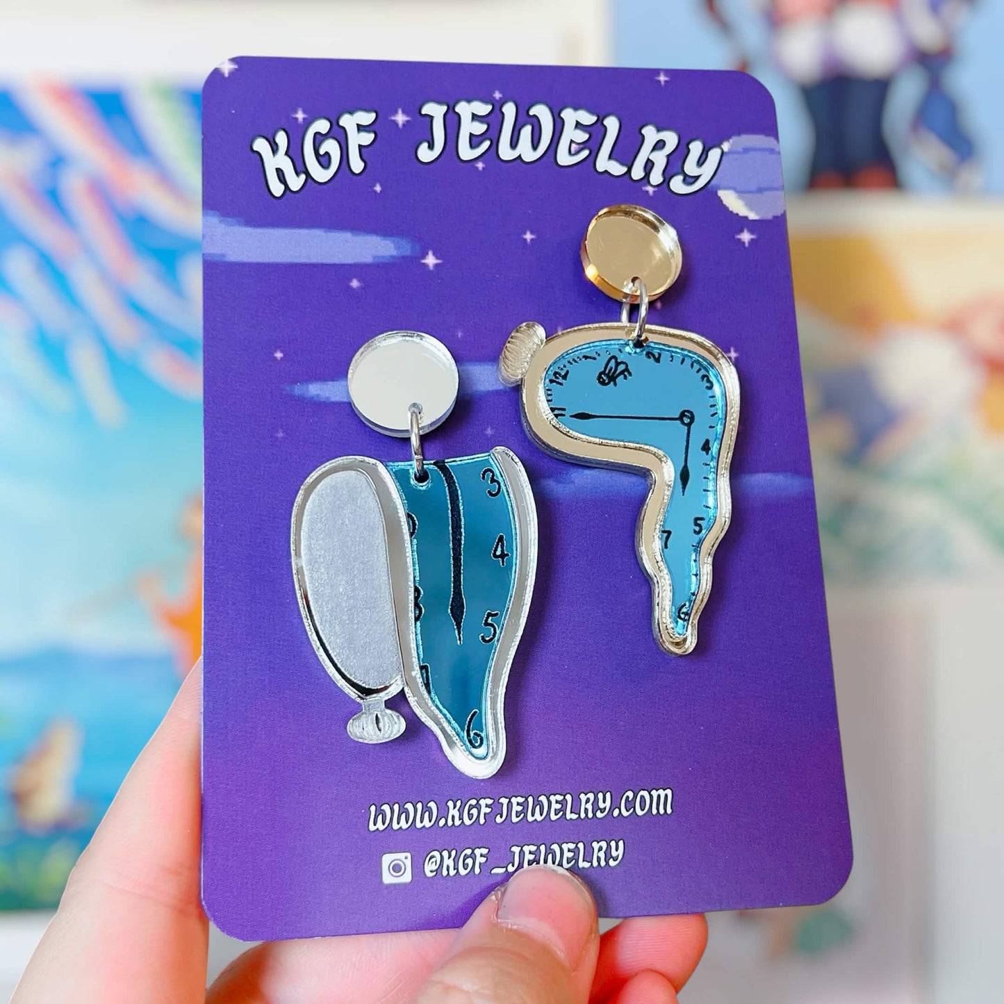 Melting Dali Clocks Acrylic Earrings, Keychains, Pins, Hair Clips