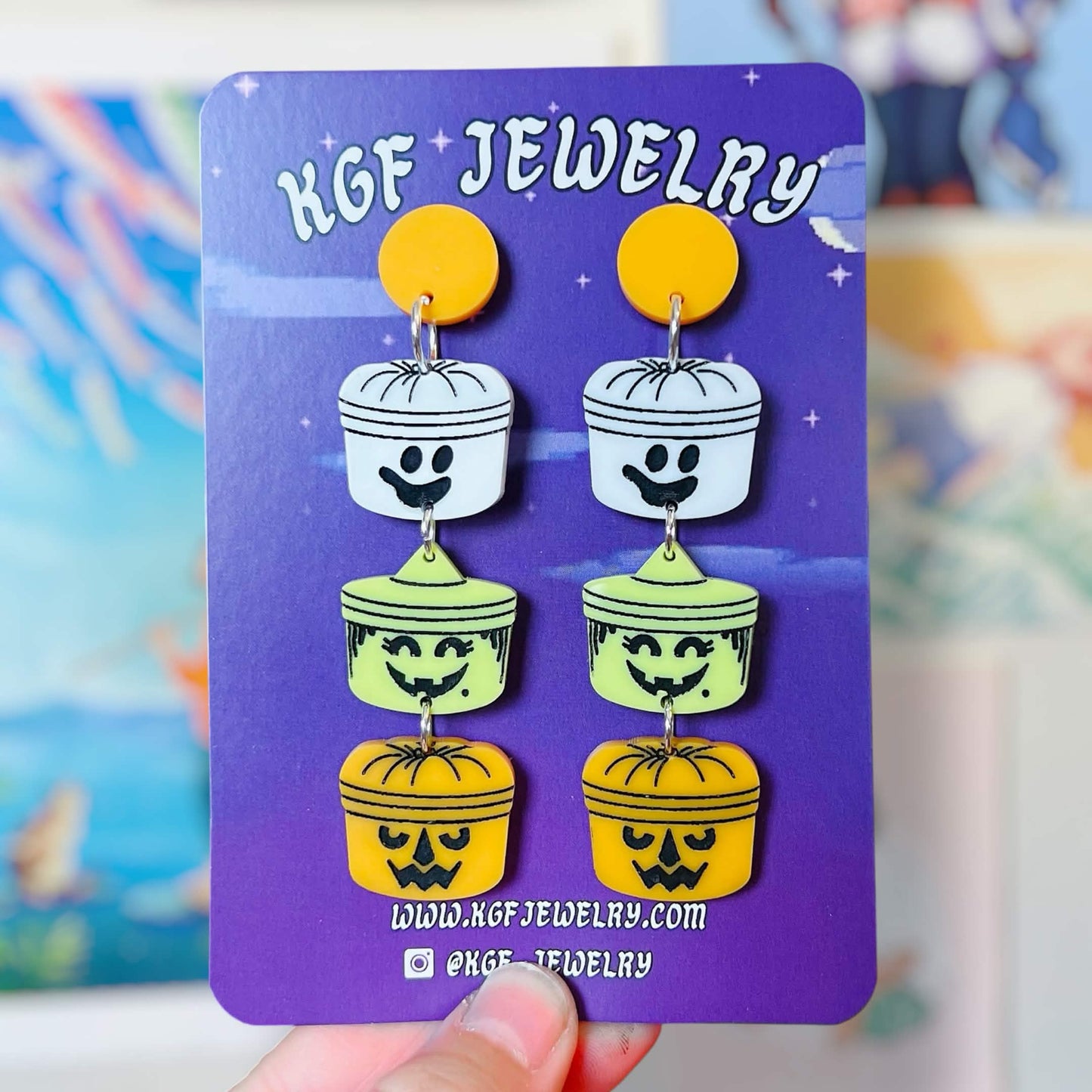 Halloween Buckets Handmade Acrylic Statement Earrings & Keychains