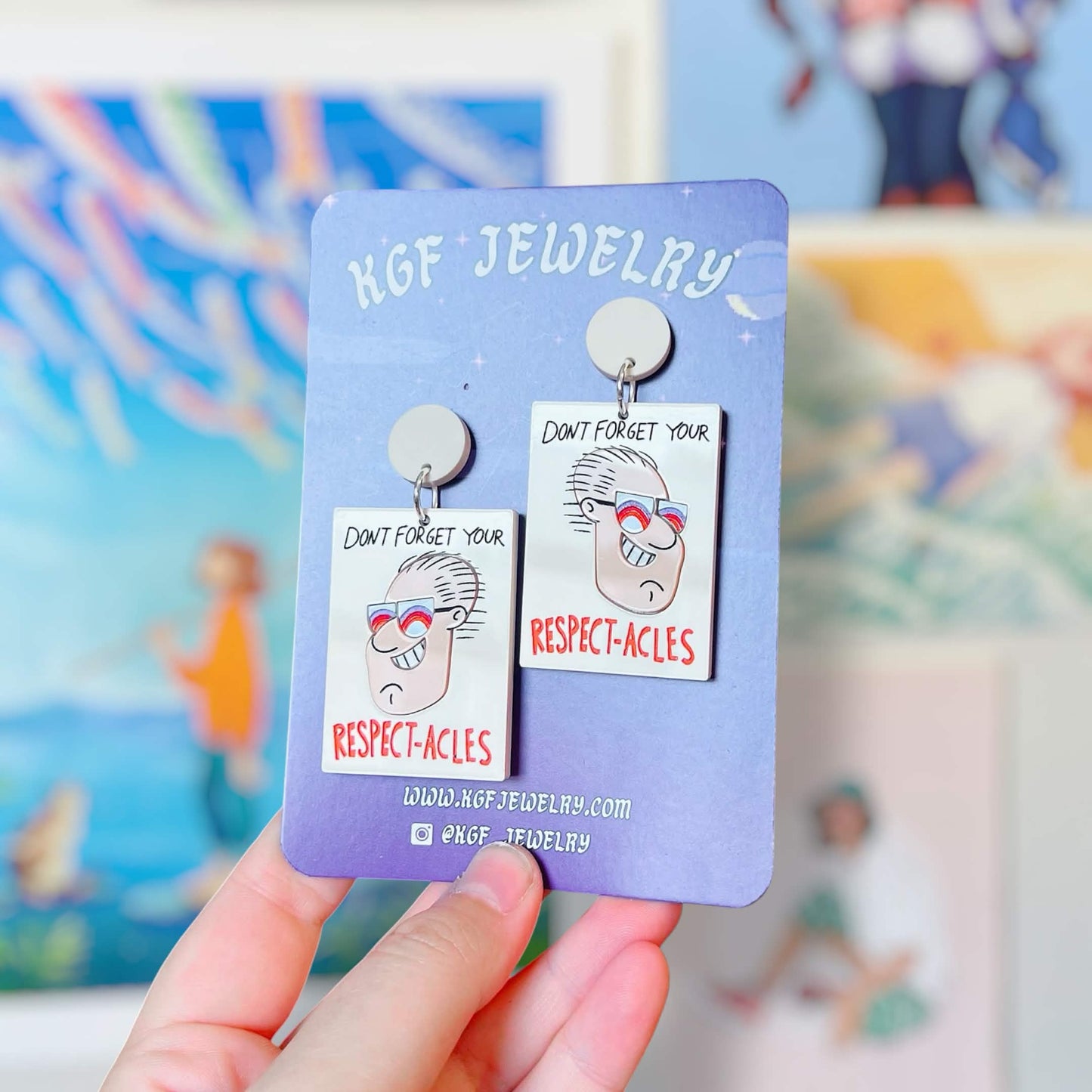 Respectacles Poster Handmade Acrylic Earrings, Keychains, Pins, Hair Clips