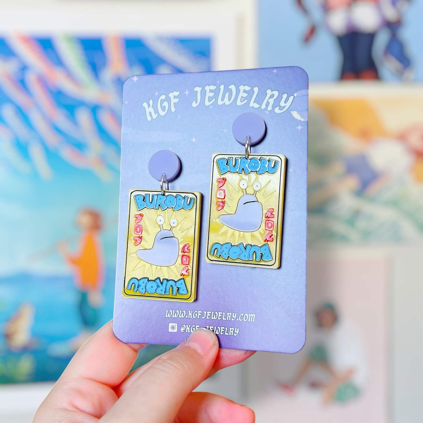 Burobu Card Handmade Acrylic Earrings, Keychains, Pins, Hair Clip