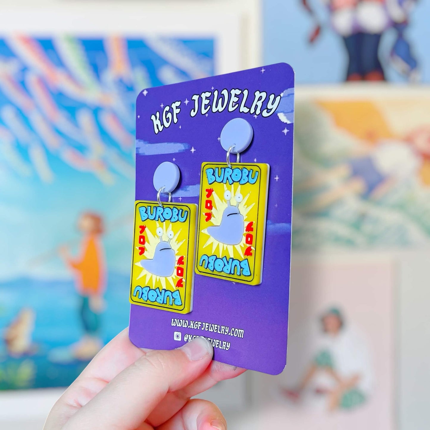 Burobu Card Handmade Acrylic Earrings, Keychains, Pins, Hair Clip