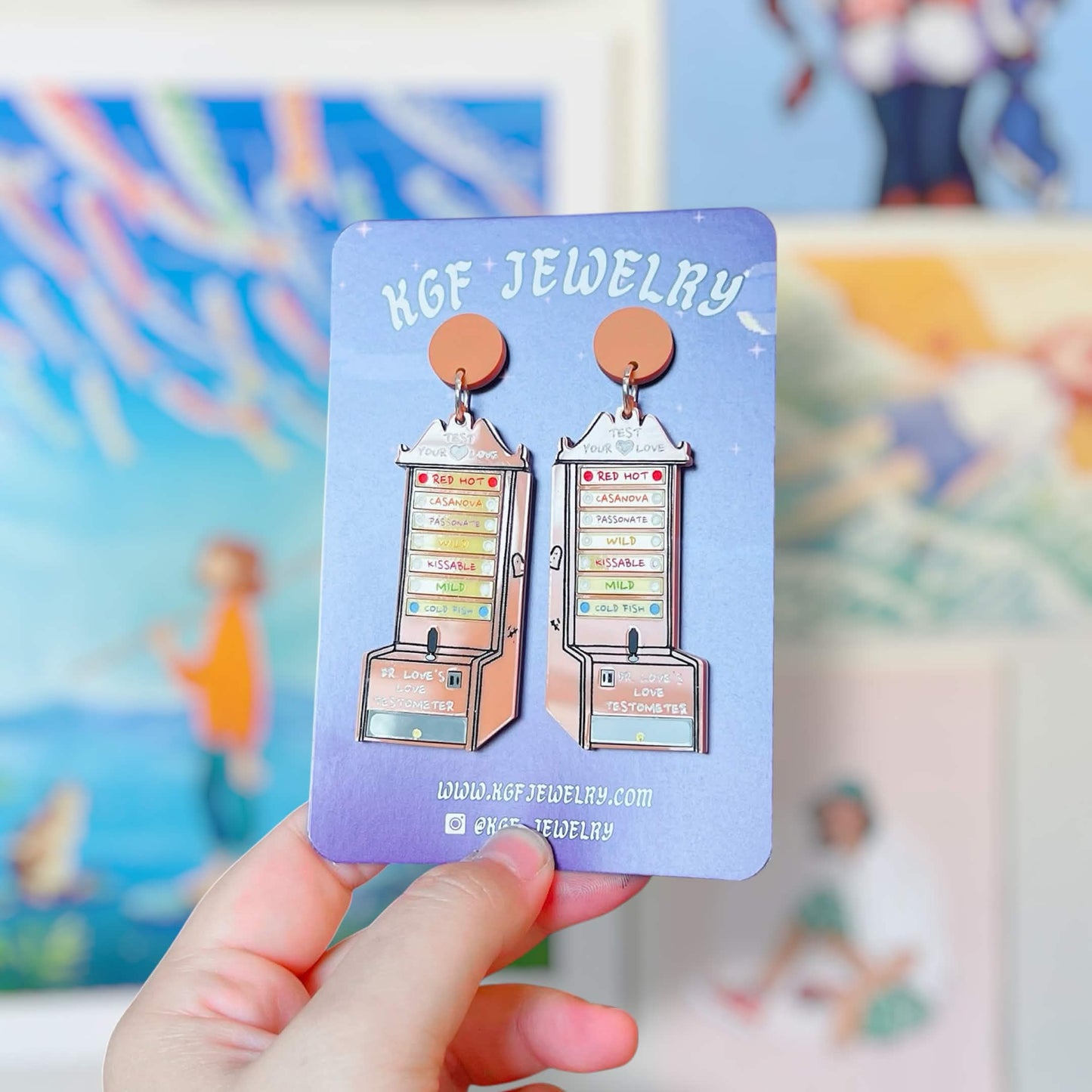 Dr. Love's Testometer Handmade Acrylic Earrings, Keychains, Pins, Hair Clips