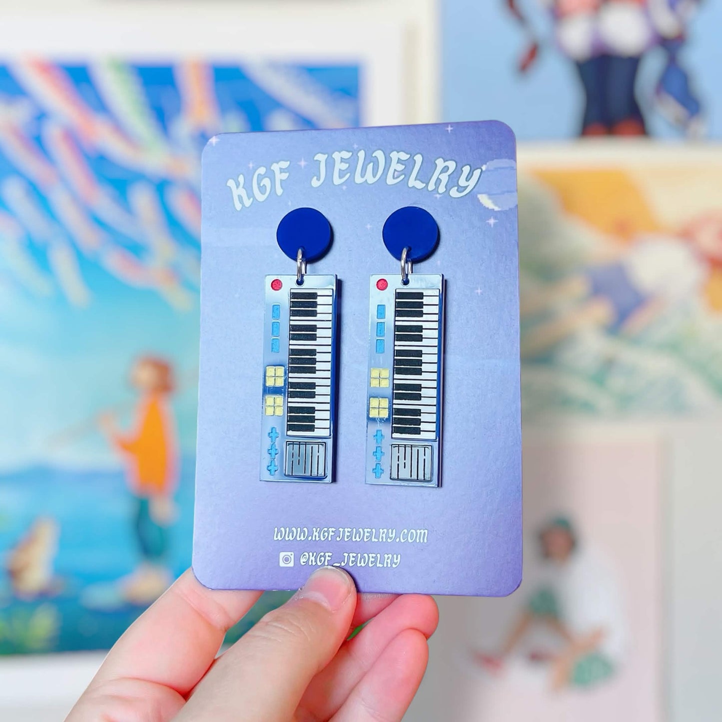 Gene's Keyboard Handmade Acrylic Earrings, Keychains, Pins, Hair Clips