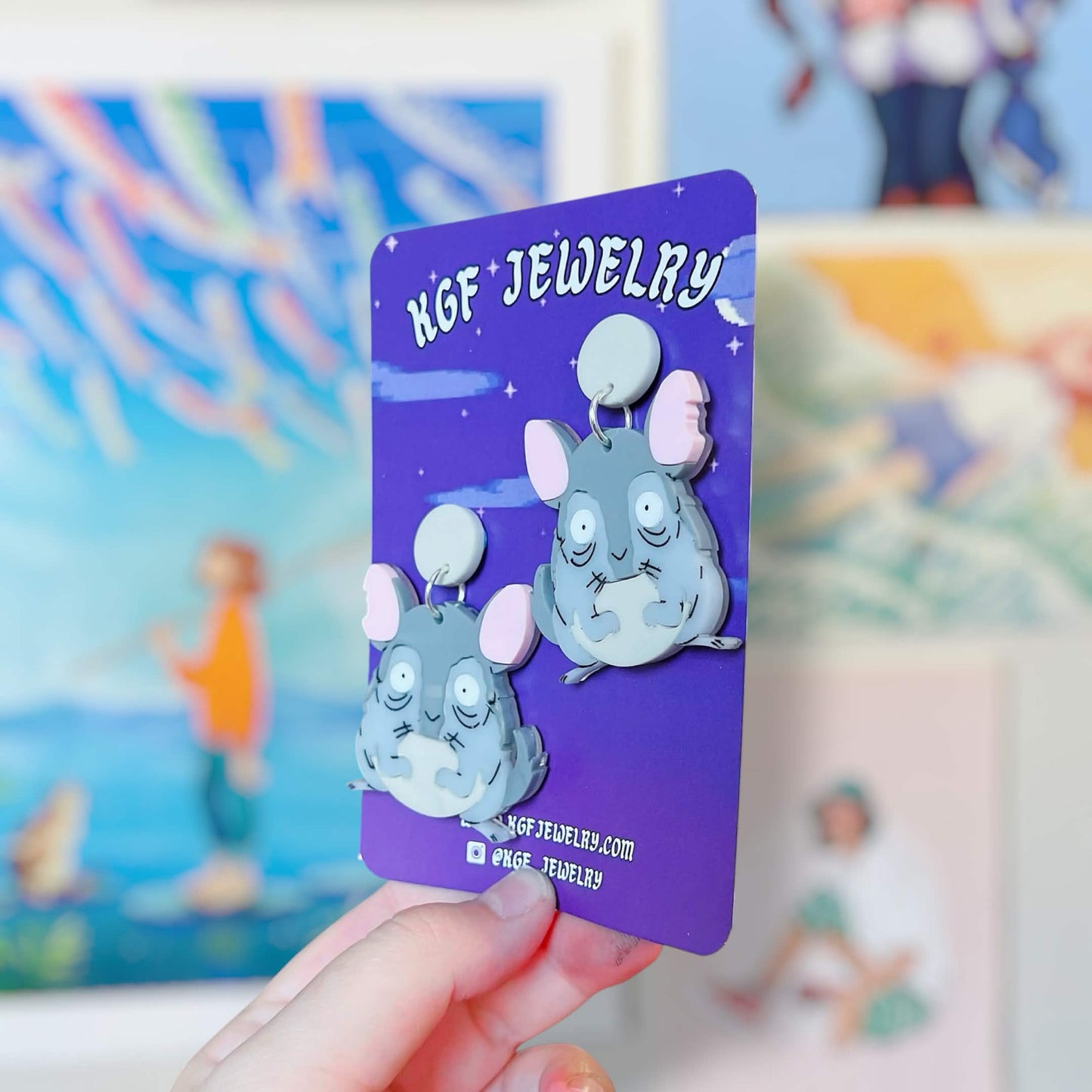 Shinobu Handmade Acrylic Earrings, Keychains, Pins, Hair Clips
