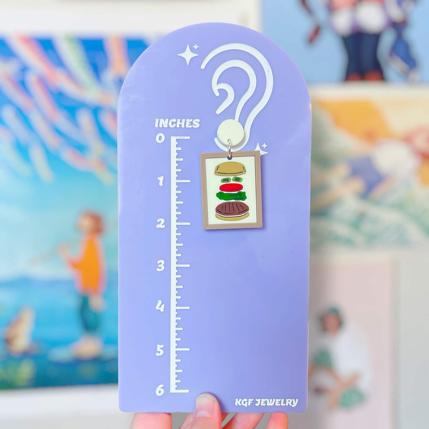 Deconstructed Burger Painting Handmade Acrylic Earrings, Keychains, Pins, Hair Clips