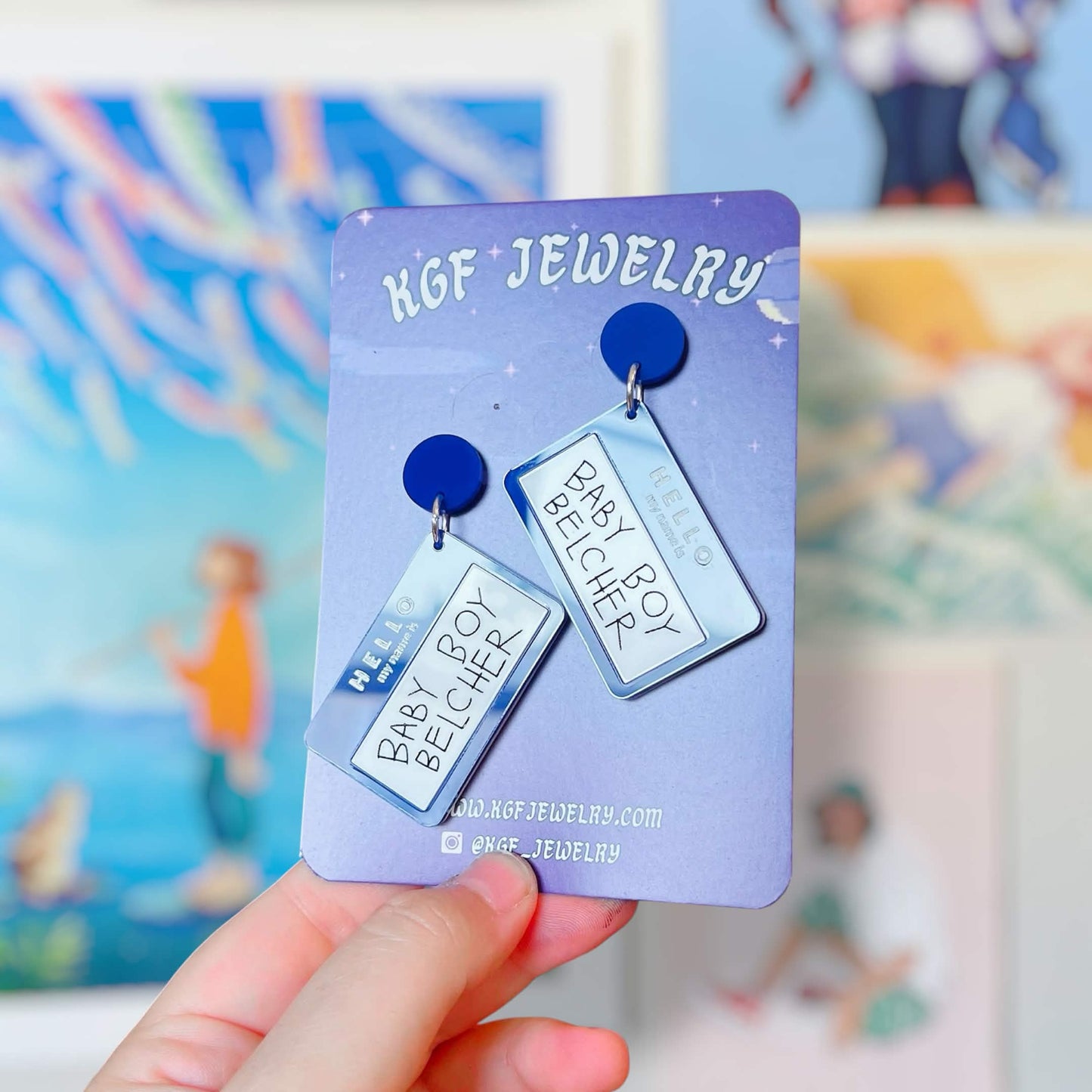Baby Boy Belcher Handmade Acrylic Earrings, Keychains, Pins, Hair Clips