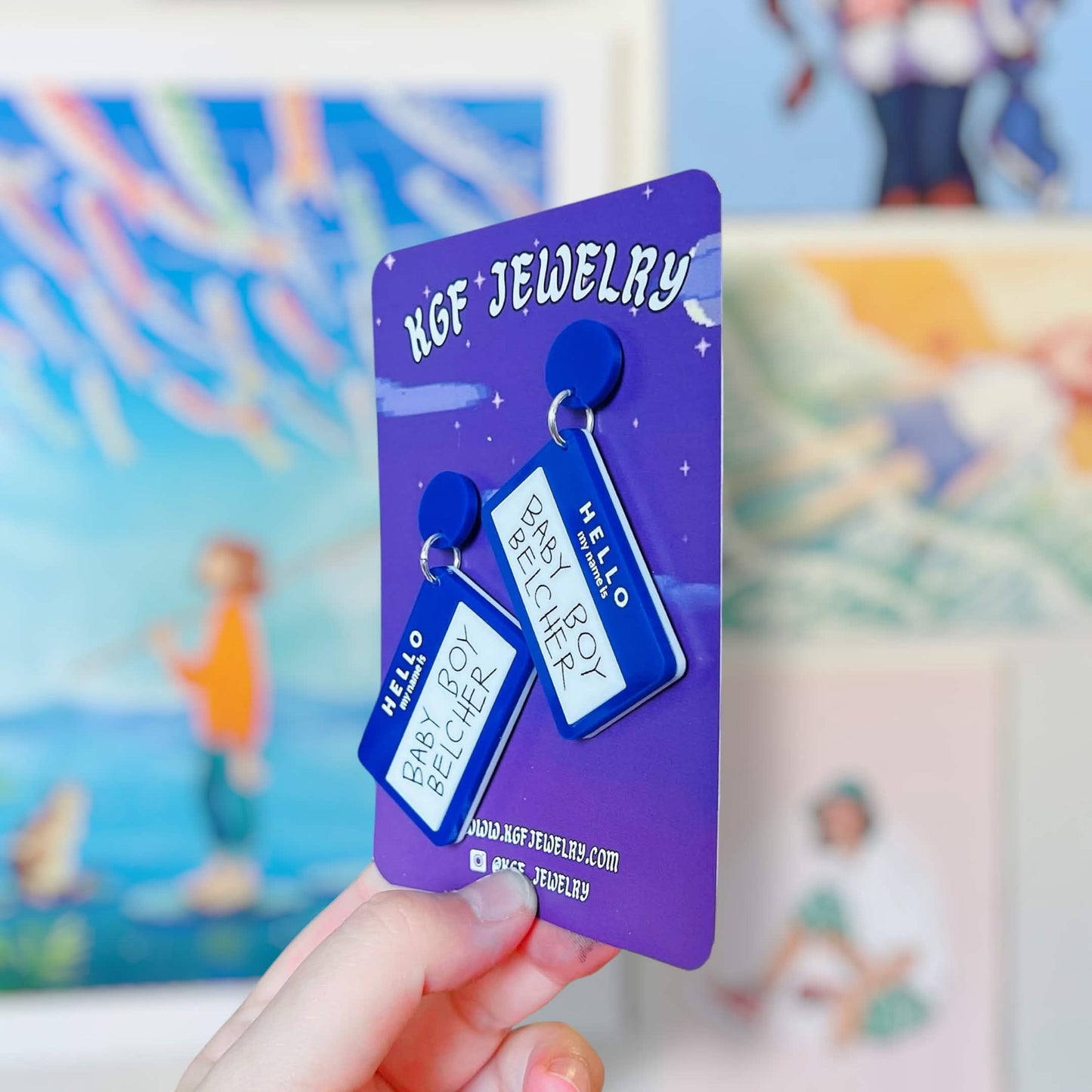 Baby Boy Belcher Handmade Acrylic Earrings, Keychains, Pins, Hair Clips