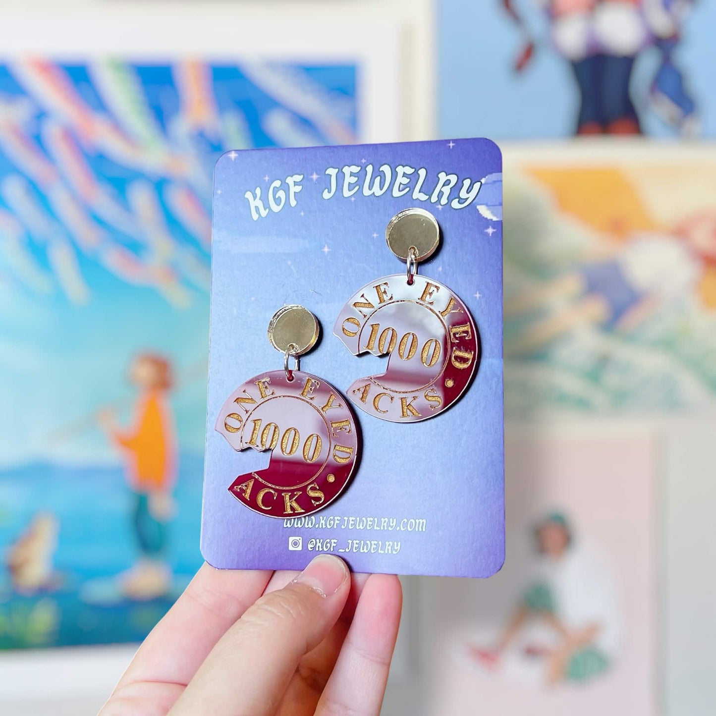 One Eyed Jacks Coin Handmade Acrylic Statement Earrings, Keychains, Pins, Hair Clips
