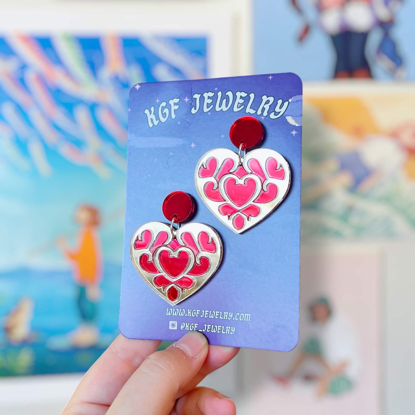 Heart Container Video Game Handmade Acrylic Earrings, Keychains, Pins, Hair Clips
