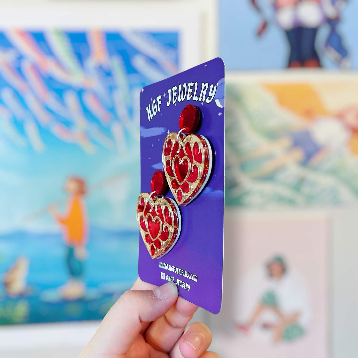 Heart Container Video Game Handmade Acrylic Earrings, Keychains, Pins, Hair Clips