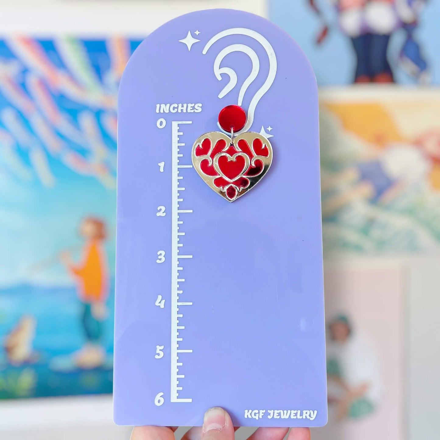 Heart Container Video Game Handmade Acrylic Earrings, Keychains, Pins, Hair Clips