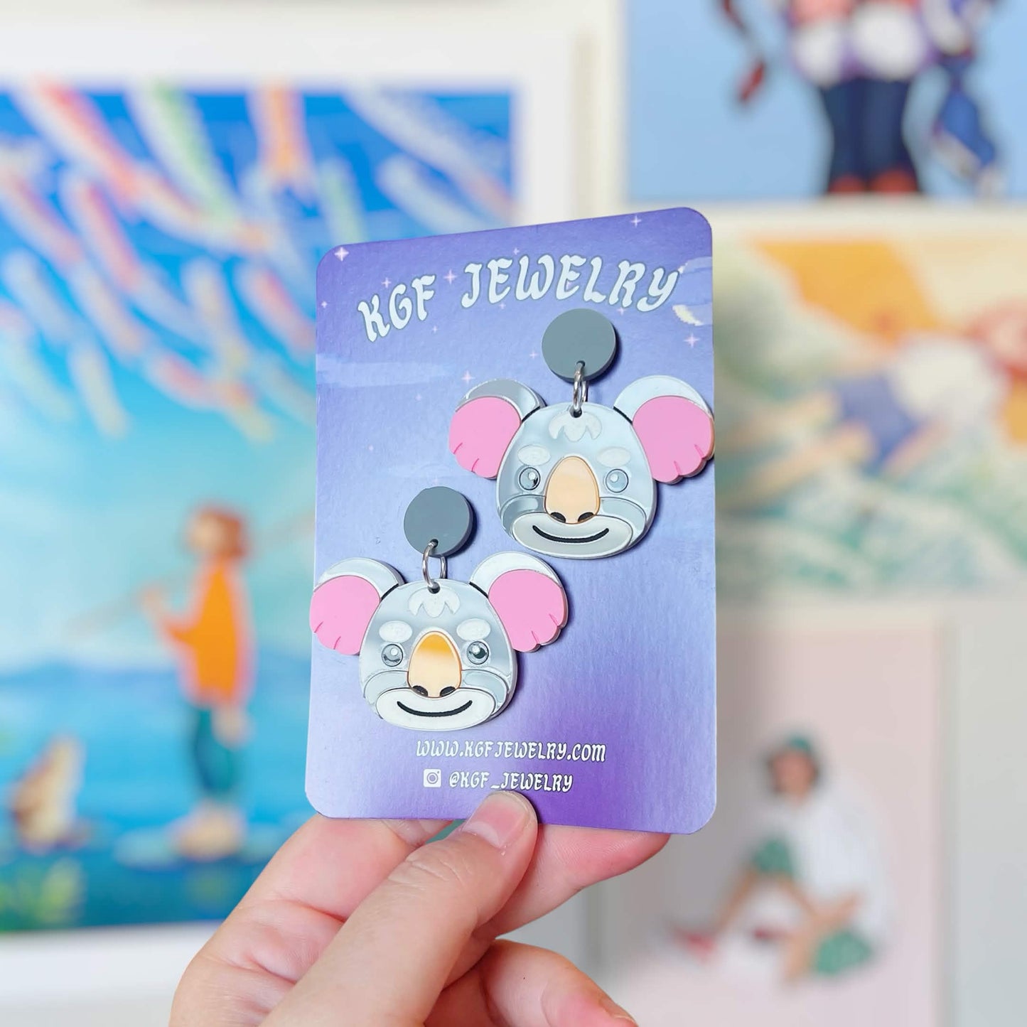 Gonzo Koala Villager Handmade Acrylic Statement Earrings, Keychains, Pins, Hair Clips