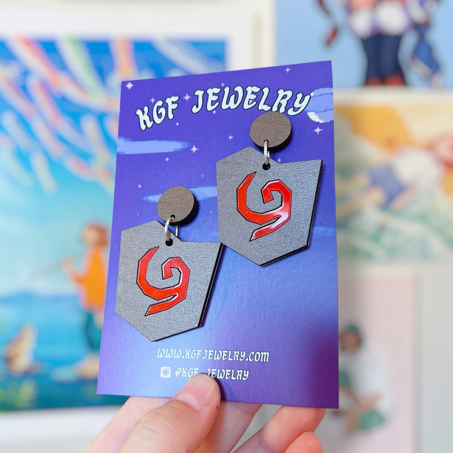 Deku Shield Video Game Handmade Acrylic Earrings, Keychains, Pins, Hair Clips